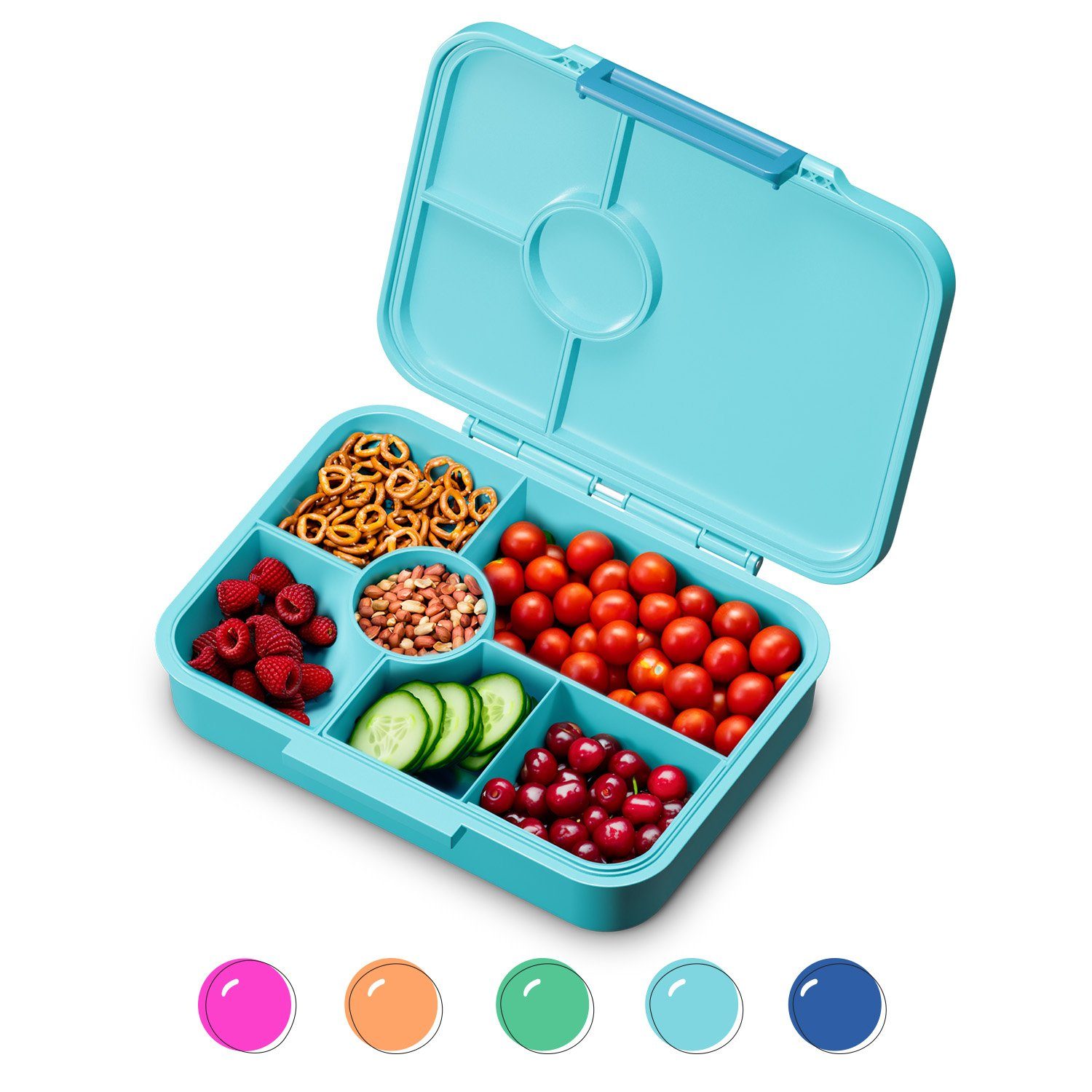 schmatzfatz Frischhaltedose Lite Lunchbox 6 Fächer 20,8 x 4,5 x 15 cm, Tritan, Silikon, (Packung)