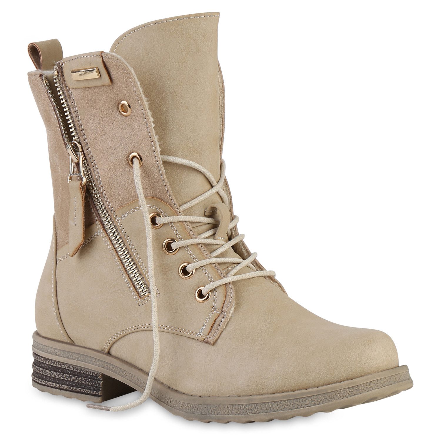 VAN HILL 841451 Schnürstiefelette Damen Schnürstiefeletten Bianca Trendy Stiefeletten mit Blockabsatz
