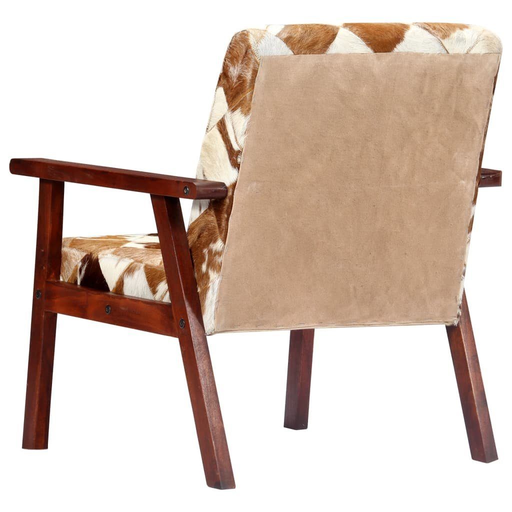furnicato Echtes Sessel und Braun Weiß Ziegenleder