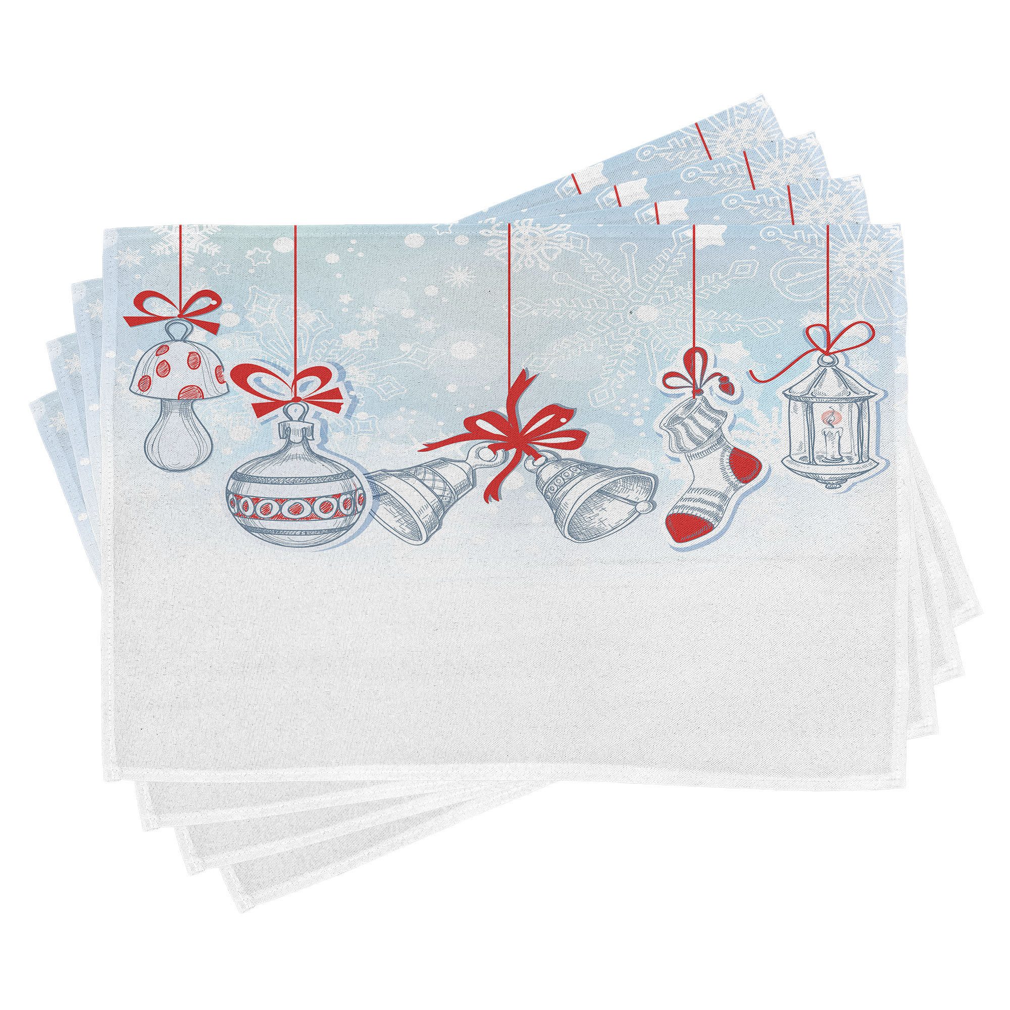 Abakuhaus Platzset Waschbare Stoff Esszimmer Küche Tischdekorations Digitaldruck, (4-teilig, 4-St., Set aus 4x), Weihnachten Retro