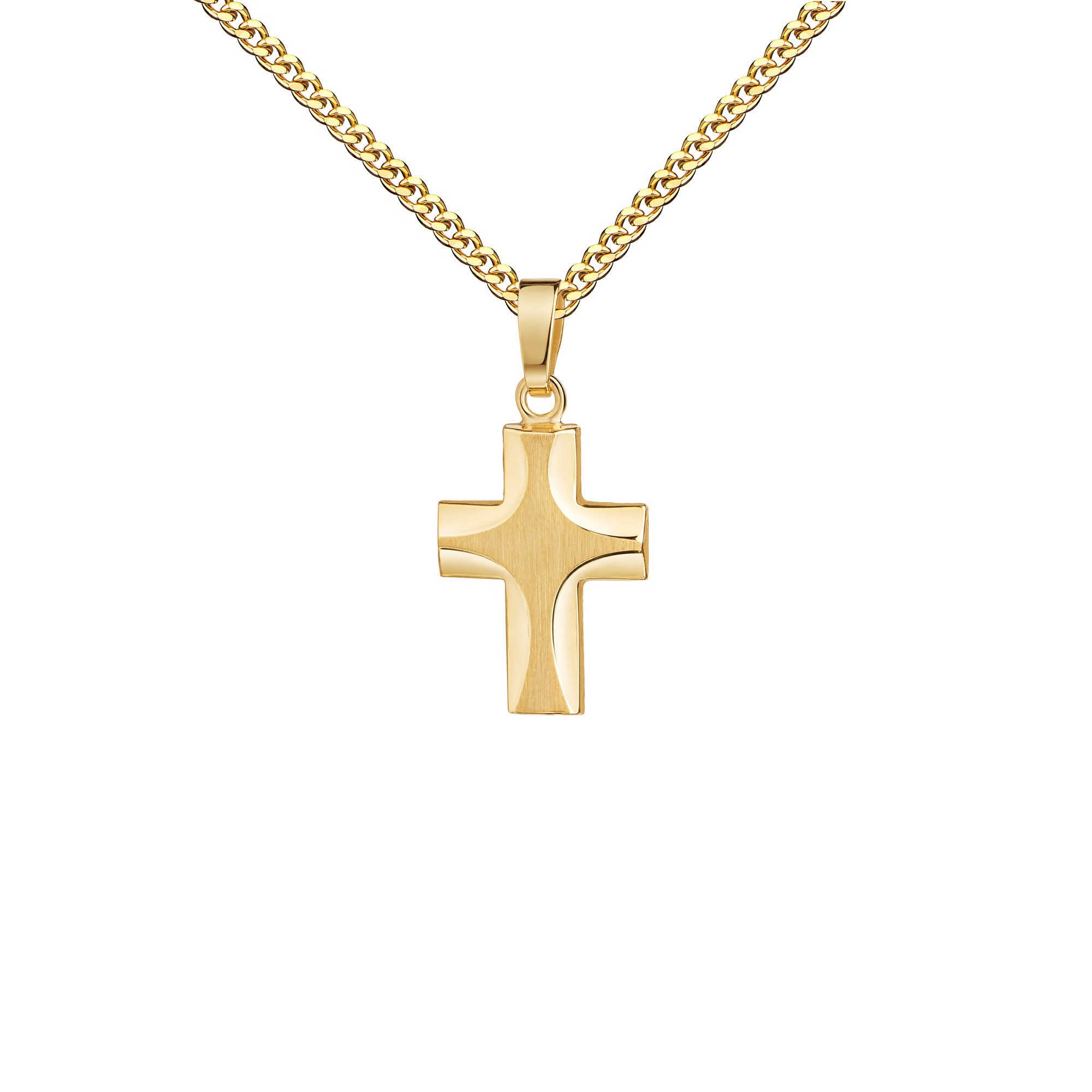 Kreuzkette Kleiner Kreuzanhänger 585 Gold Taufkreuz - Made in Germany