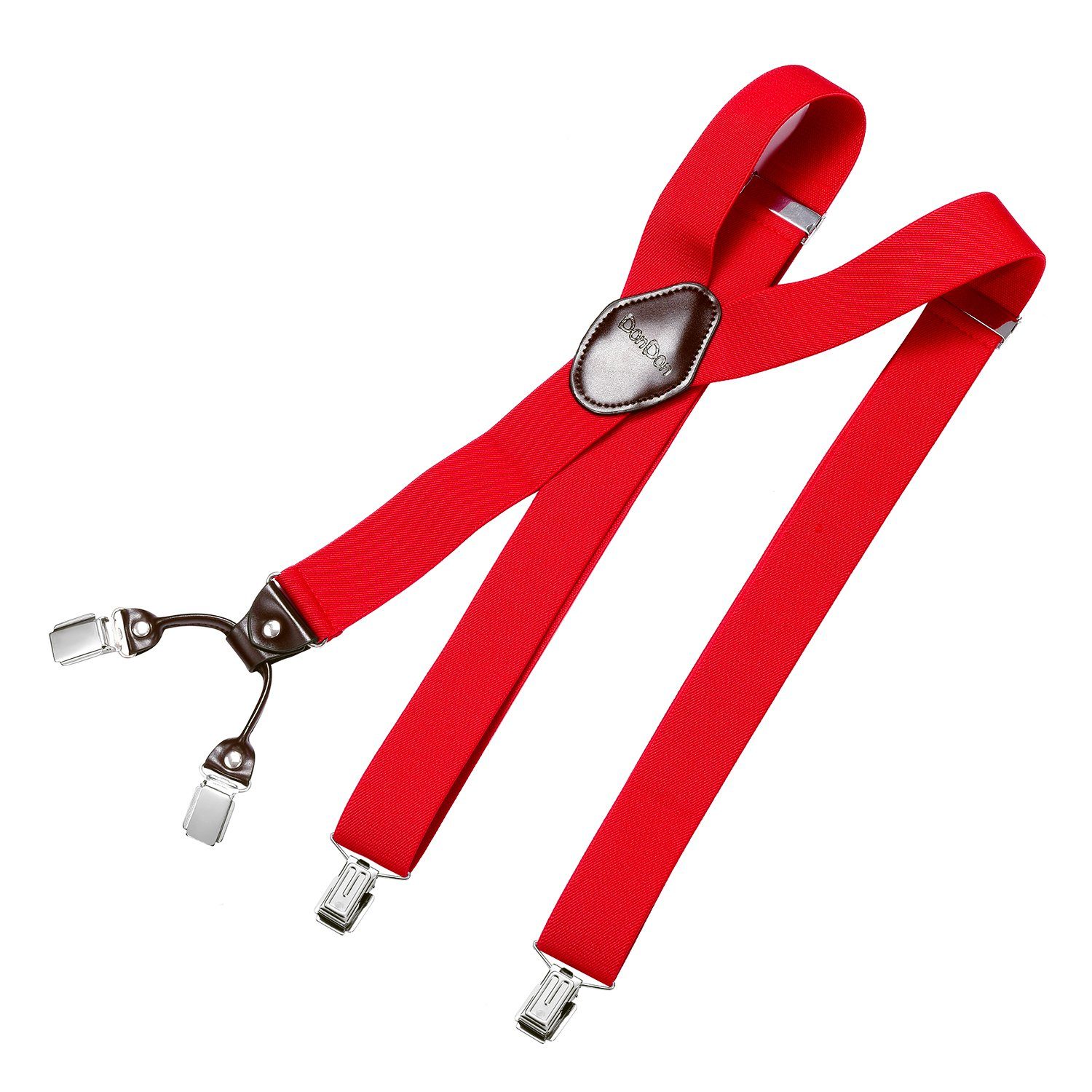 Hosenträger für Herren 3,5 cm breit 4 Clips mit braunem Leder längenverstellbar