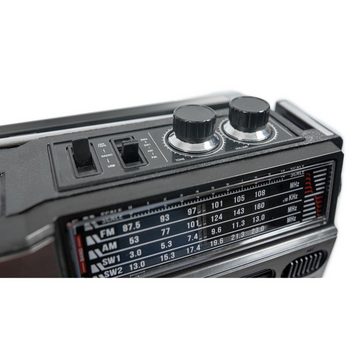 Soundmaster RR18SW Retro Radiorecorder Kassettenrecorder USB SD Aufnahme Mikrofon Retro-Radio (UKW, MW, KW1-2, 3 W, Retro-Design, Eingebautes Mikrofon, Kassetten-Aufnahmefunktion)