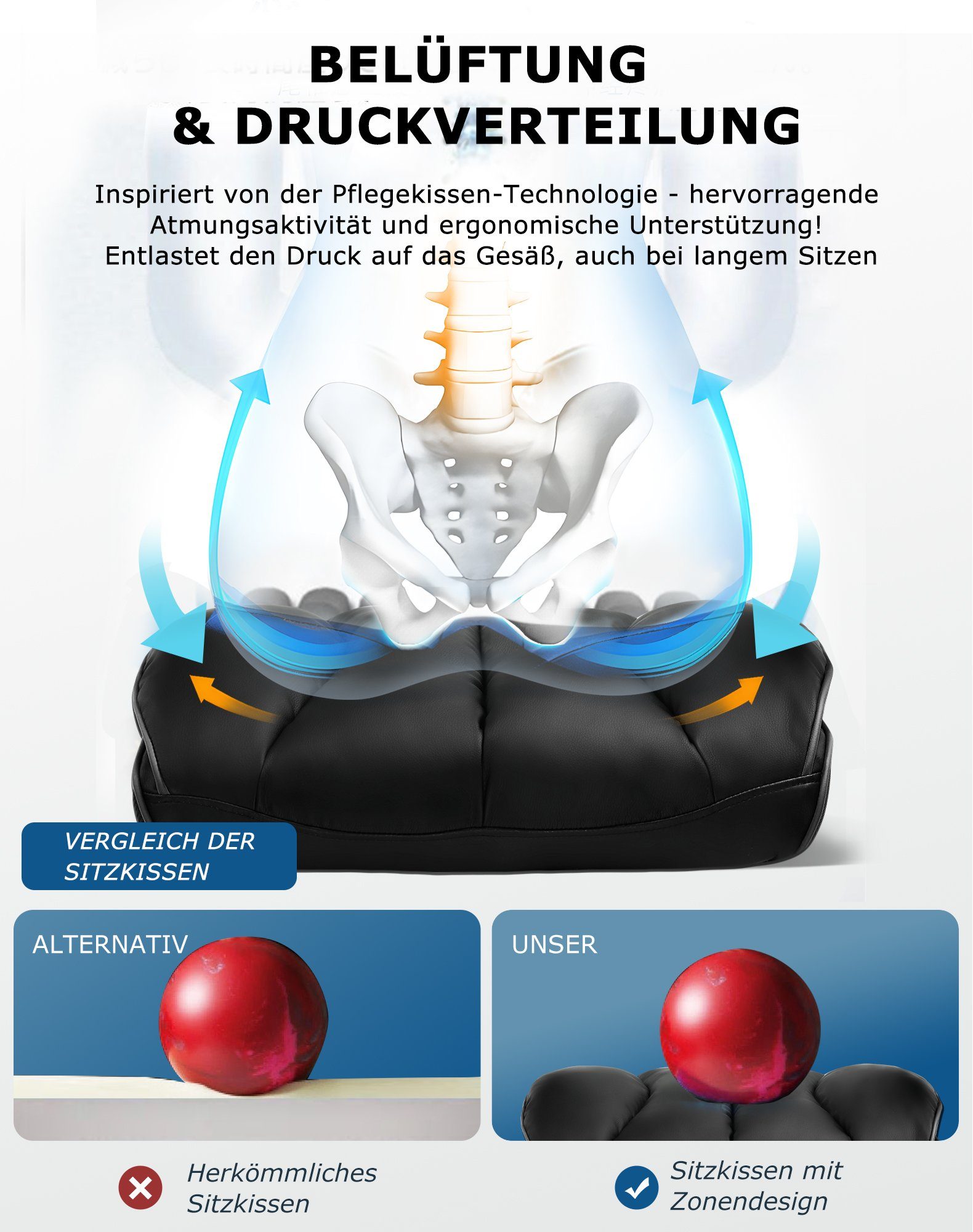 GTPLAYER Gaming-Stuhl Gaming Stuhl, Gamer Stuhl, Ergonomischer Bürostuhl Stoffoberfläche (Packung), Schreibtischstuhl Chefsessel mit Fußstütze höhenverstellbar kunstleder