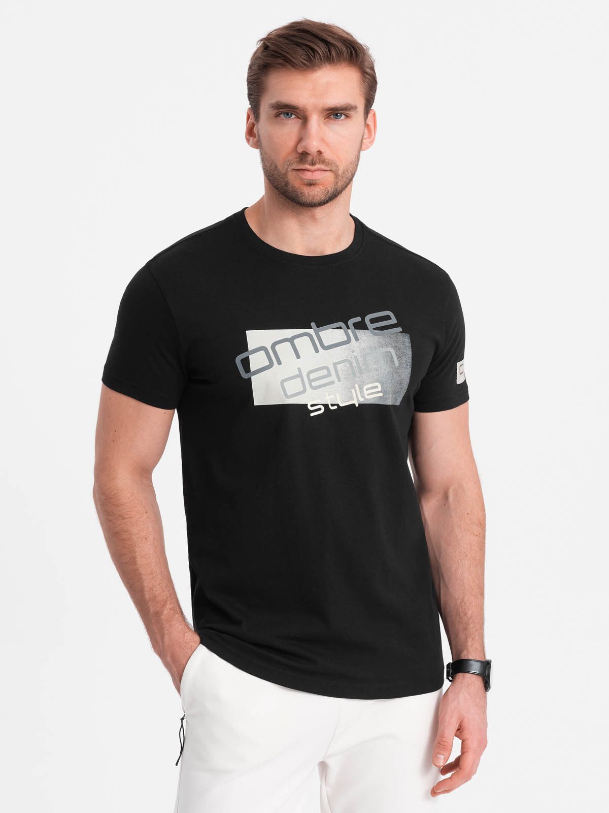 OMBRE Print-Shirt Herren-T-Shirt aus Baumwolle mit Logo