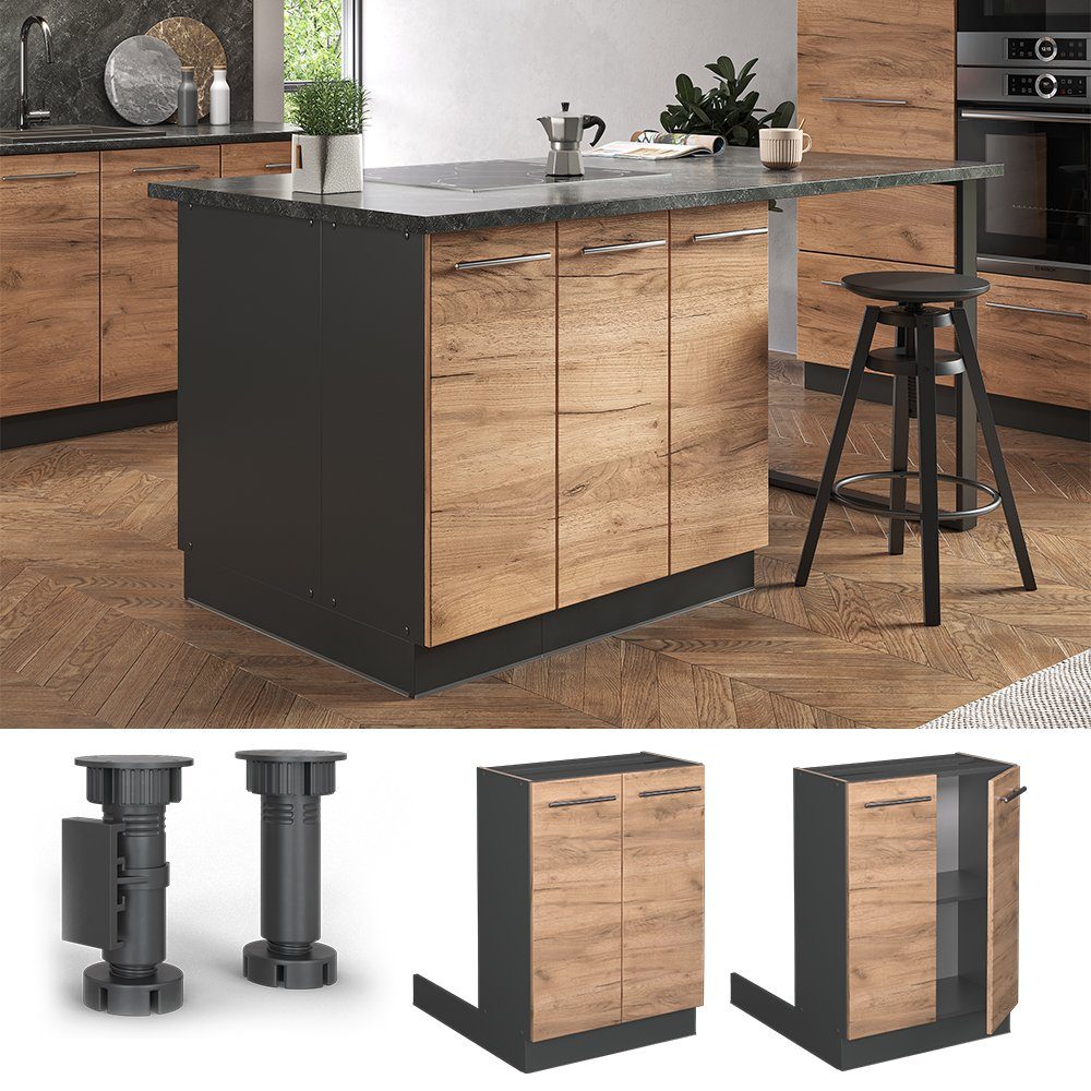 Vicco Unterschrank Fame-Line, Goldkraft Eiche/Anthrazit, 60 günstig online kaufen