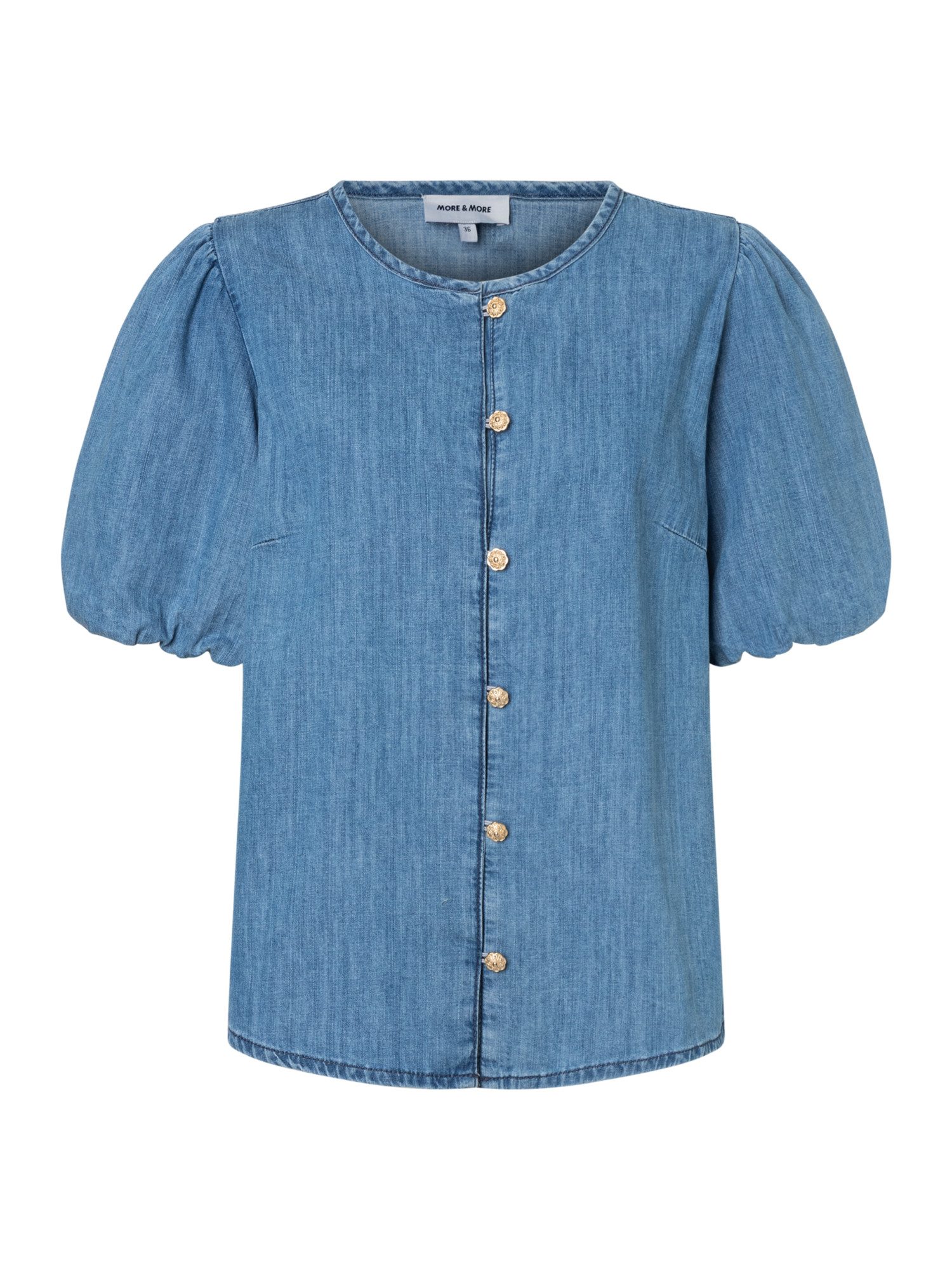MORE&MORE Kurzarmbluse süße, leichte Jeansbluse, Puffärmel