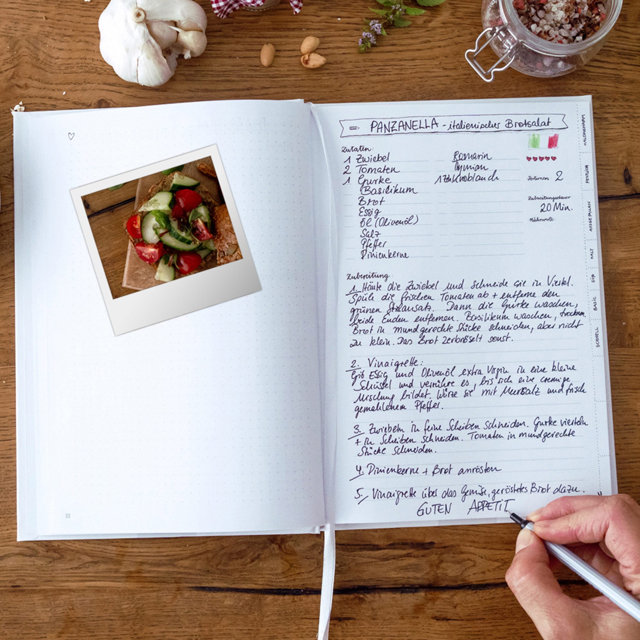 Eine der Guten Verlag Notizbuch Rezeptbuch zum Selberschreiben - selbst gemacht!, DIY Kochbuch Weiß, kreatives Geschenk, Premium Hardcover, 17x24 cm