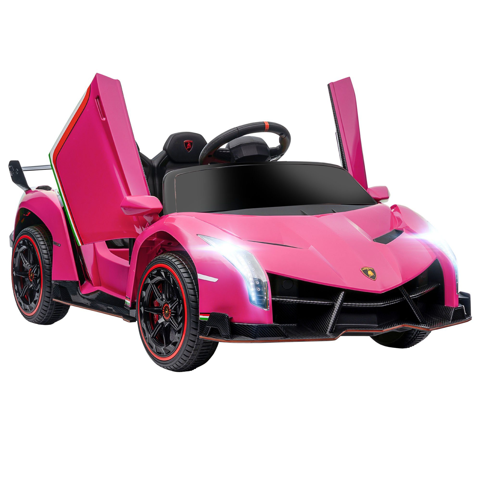 HOMCOM Elektro-Kinderauto Elektrofahrzeuge mit MP3-Player, Scheinwerfer, Kinderfahrzeug, Rosa, Belastbarkeit 30 kg, (1-tlg), 111L x 61B x 45H cm