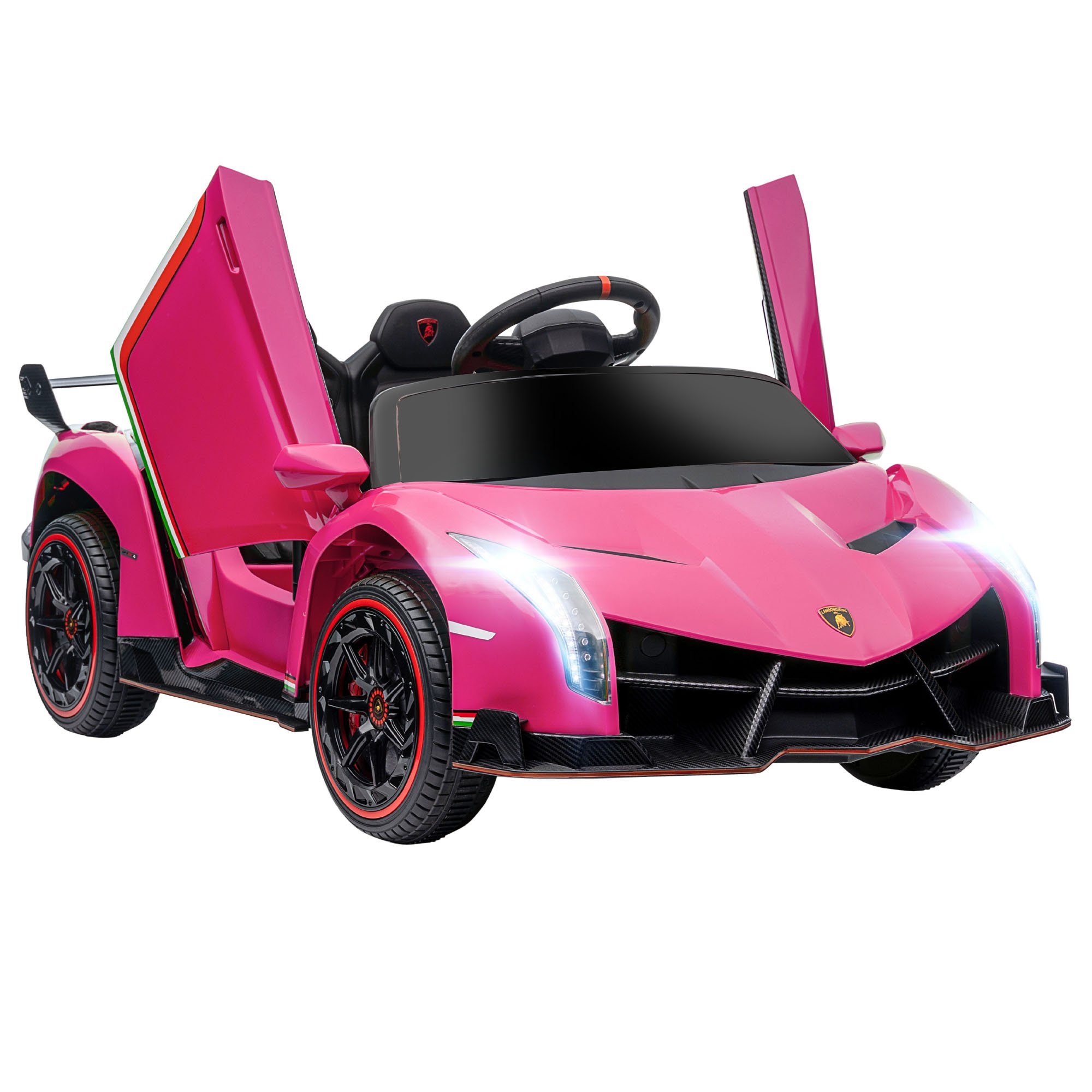 HOMCOM Elektro-Kinderauto Elektrofahrzeuge mit MP3-Player, Scheinwerfer, Kinderfahrzeug, Belastbarkeit 30 kg, (1-tlg), für Außenbereich, Rosa