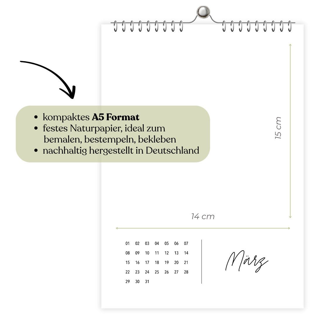 heaven+paper Familienkalender Fotokalender SIMPLICITY immerwährend, Wandkalender mit Spiralbindung, Hergestellt in Deutschland