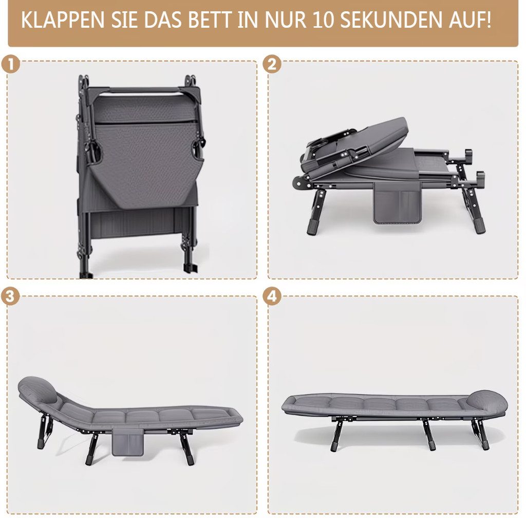 MECO Campingliege Liegestuhl Sonnenliege Relaxsessel Gartenliege (1-St) Campingbett Verstellbar & Stabil, bis 150 kg, 190x66x35cm – Bild 5 von 5
