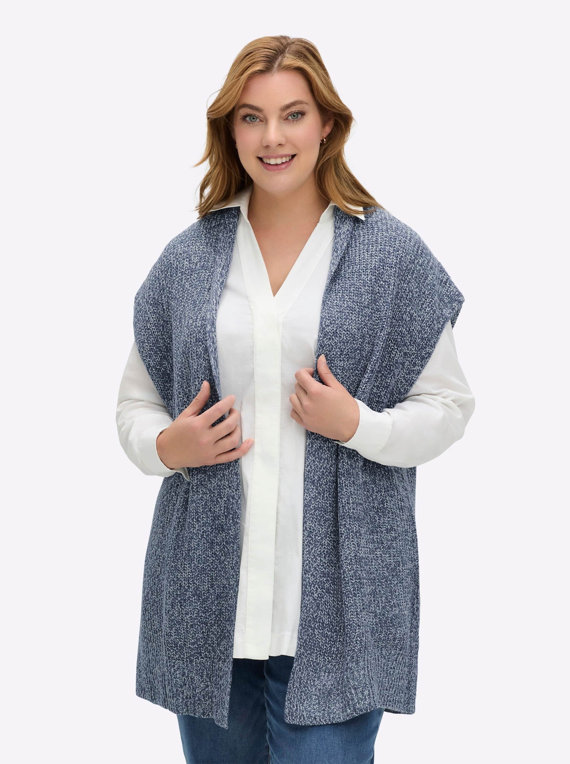 Sieh an! Strickweste Long-Strickweste Langarm günstig online kaufen