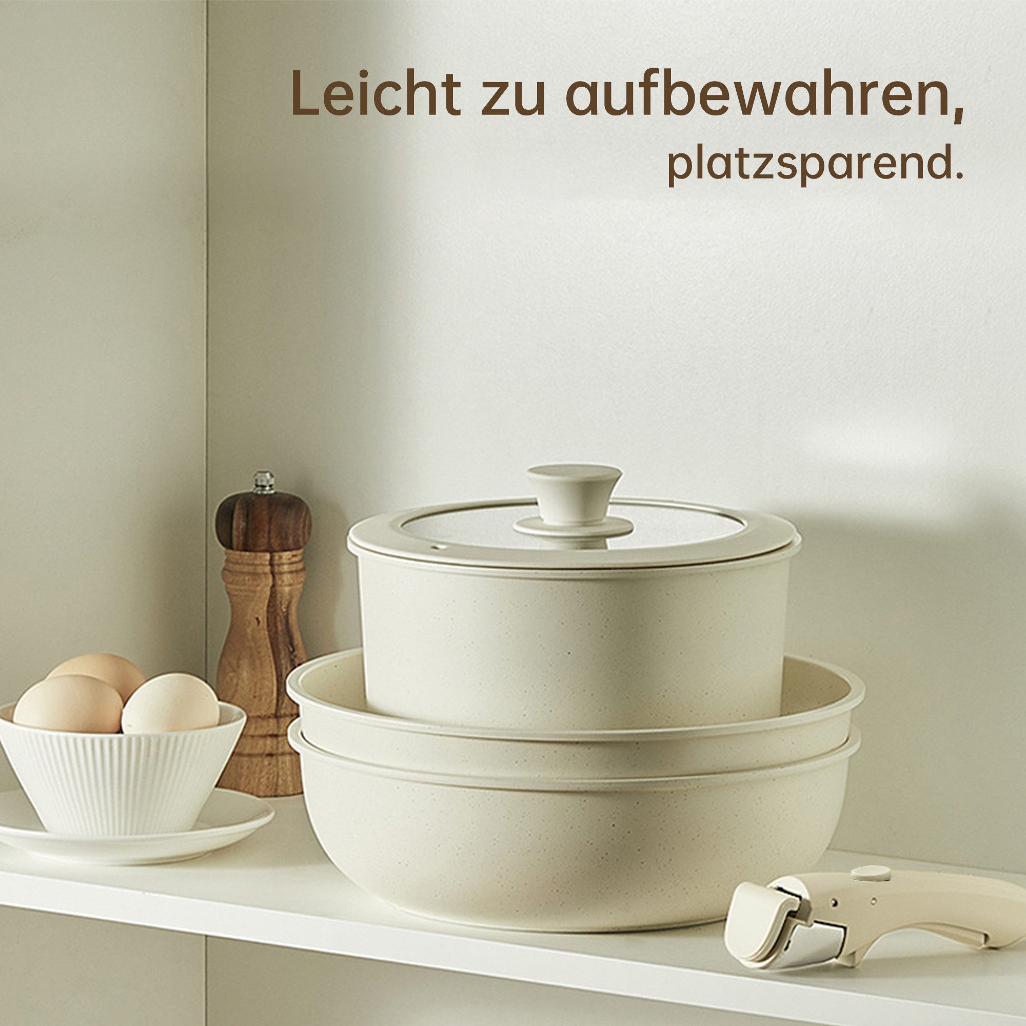 DAKYAM Topf-Set Multifunktionales Kochset aus Aluminium mit Antihaftbeschichtung, (19-tlg)