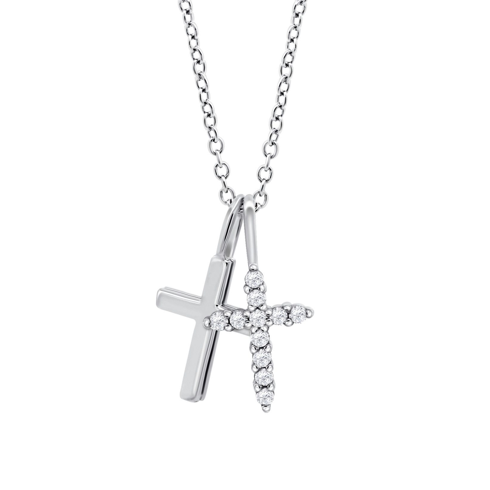Lotus Kette mit Anhänger Silver Damen Halskette LP3631-1/1 Silber Doppelkreuz Zirkonia 42+3 cm