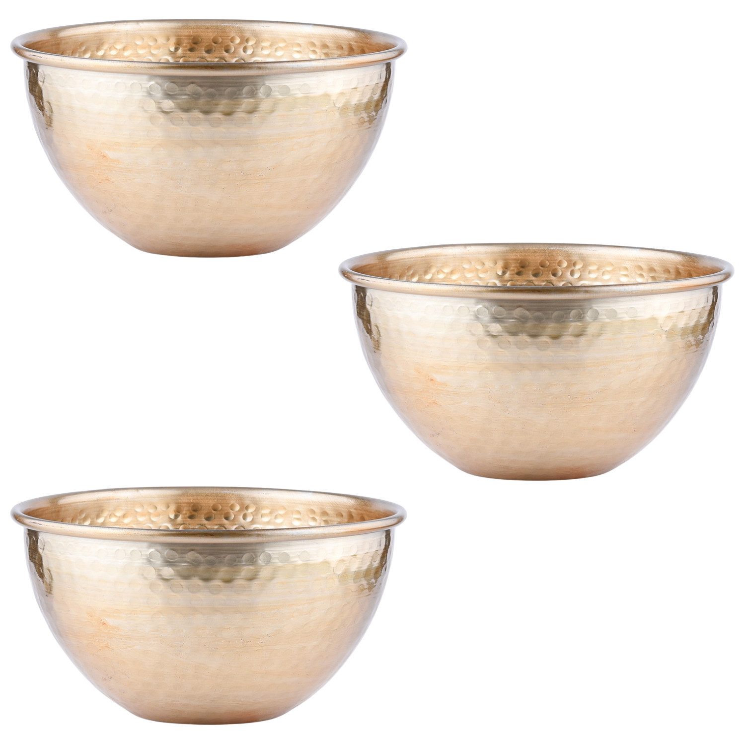 Marrakesch Orient & Mediterran Interior Dekotablett 3er Vintage Servierschale Schale Erla Gold 24cm (3 St), Handarbeit