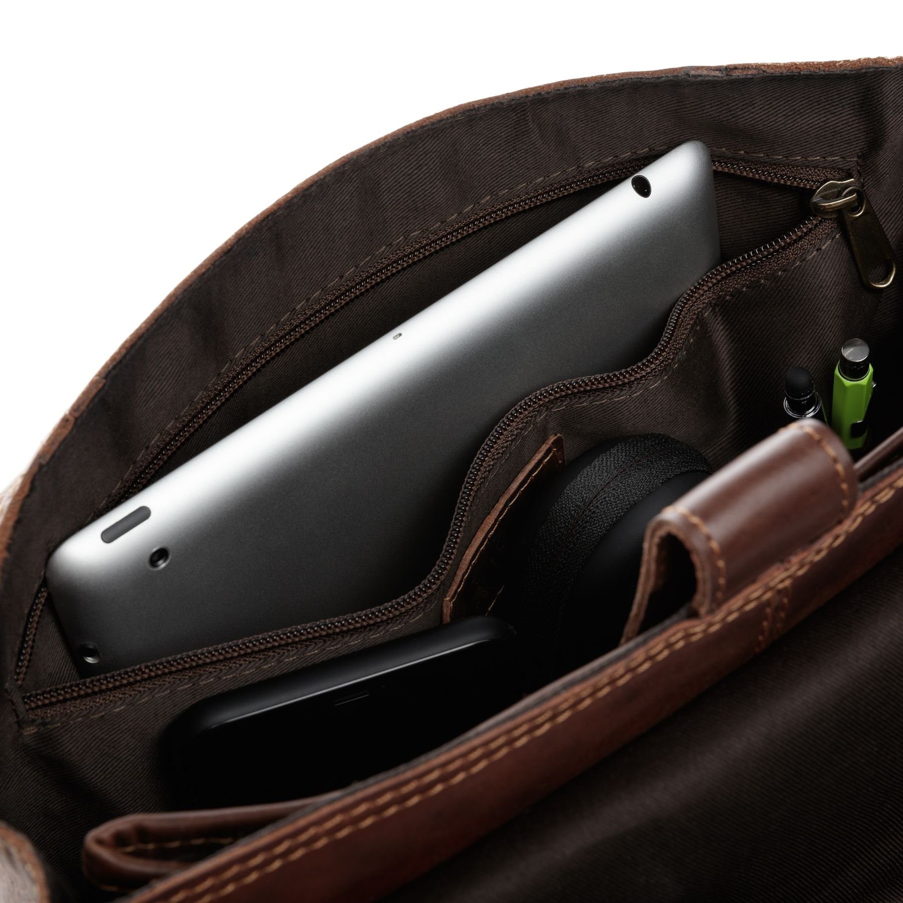 SID & VAIN Rucksack echt Leder Rucksack groß 15 Zoll Laptop Fach braun, Cityrucksack 15,4 Zoll Echtleder, Rucksack Damen Herren Braun-cognac