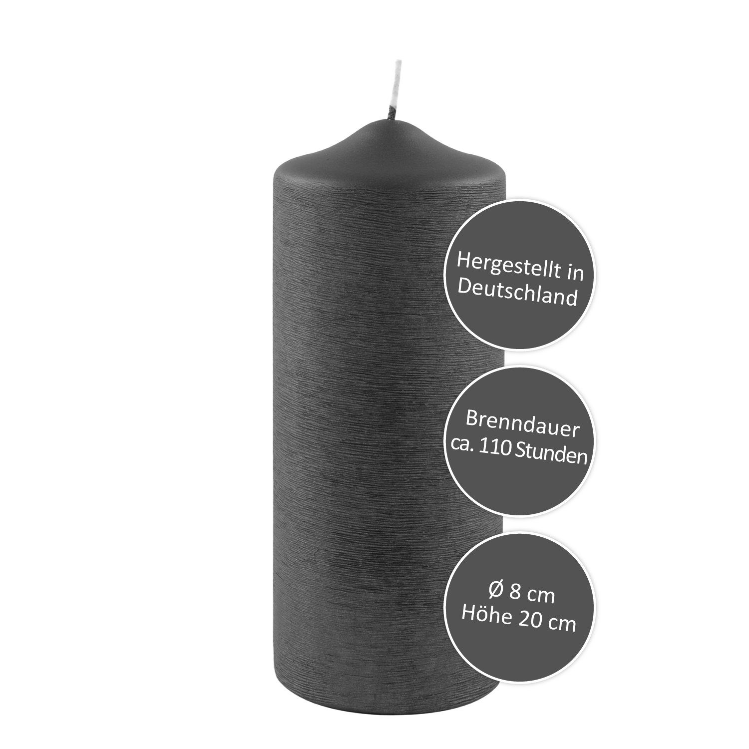 Fink Adventskerze FINK Stumpenkerze Candle - grau - H. 20cm x B. 8cm x D. 8cm (1 Stück)