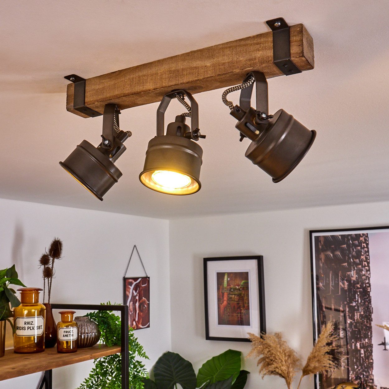 hofstein Deckenleuchte »Villanuova« Deckenlampe aus Metall/Holz günstig online kaufen