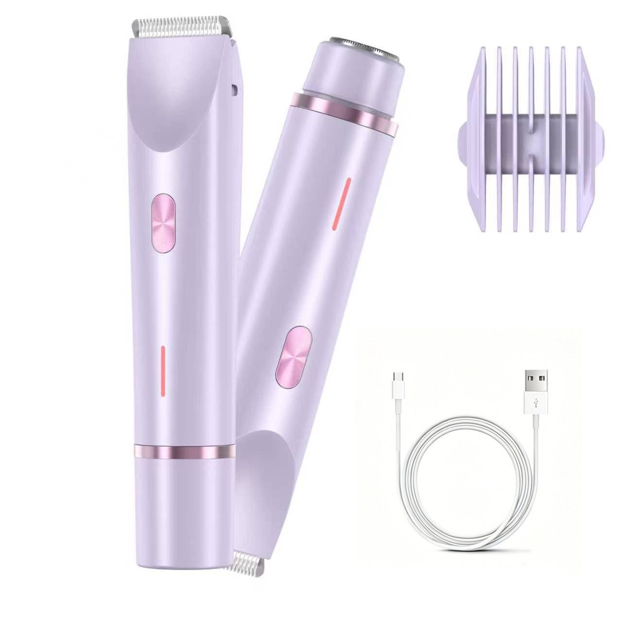 inschimmer Haarentferner-Set 2-in-1 Elektrischer Rasierer Damen Bikinitrimmer für Gesicht Körper
