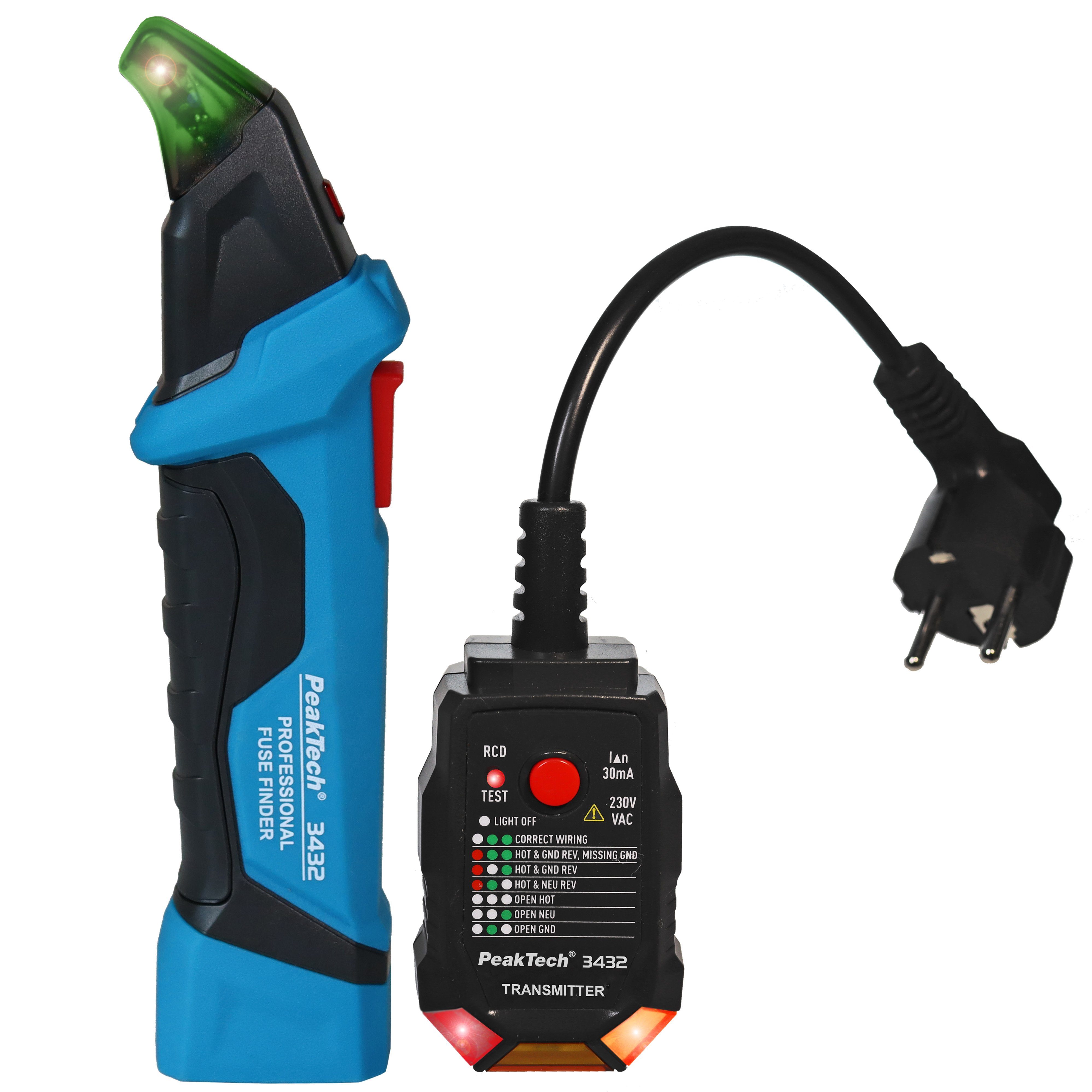 Leitungsortungsgerät PeakTech 3432 - Sicherungsfinder/Stromkreisdetektor + Sender/Empfänger