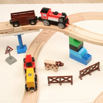Kreative Feder Spielzeugeisenbahn-Schiene Ausgleichs-Schienen für Holzeisenbahnen & Baukasten-Systeme, (Set, 5-tlg), aus Bio-Kunststoff; kompatibel mit Eichhorn, Brio, Lego Duplo