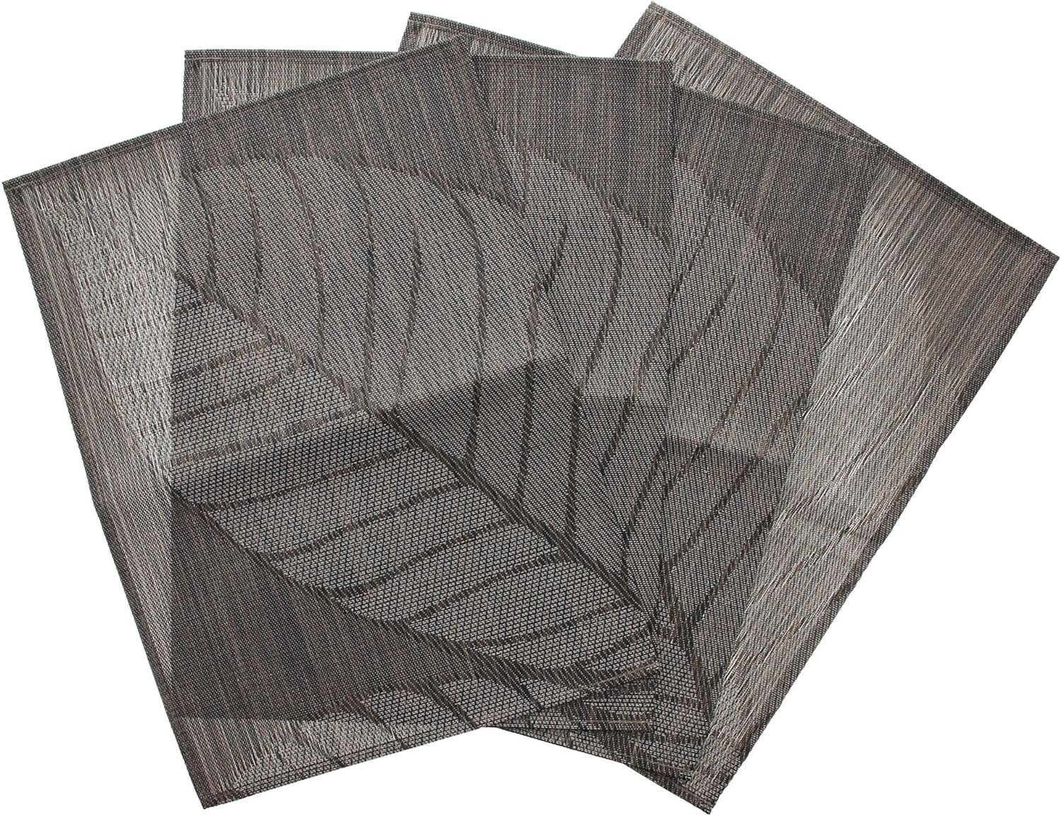 Dekoleidenschaft Platzset "Blatt" aus Kunststoff in braun / grau, 45x30 cm, abwischbar, Tischset, (4-St., im Set), Platzmatte, Platzdeckchen, Unterlage, Tischdeckchen pflegeleicht