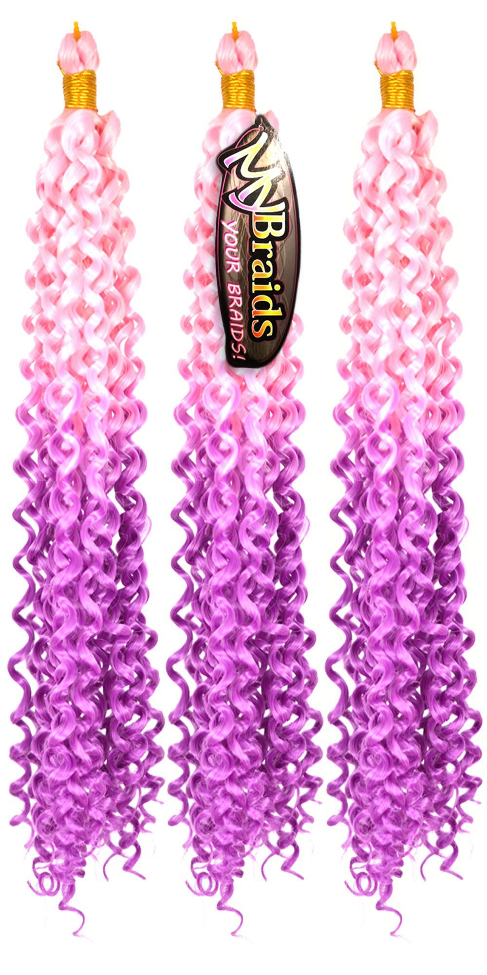 Purpur Zöpfe Hellrosa-Helles YOUR Braids Pack 22-WS Wellig Flechthaar Wave Kunsthaar-Extension BRAIDS! MyBraids Deep Ombre Crochet 3er
