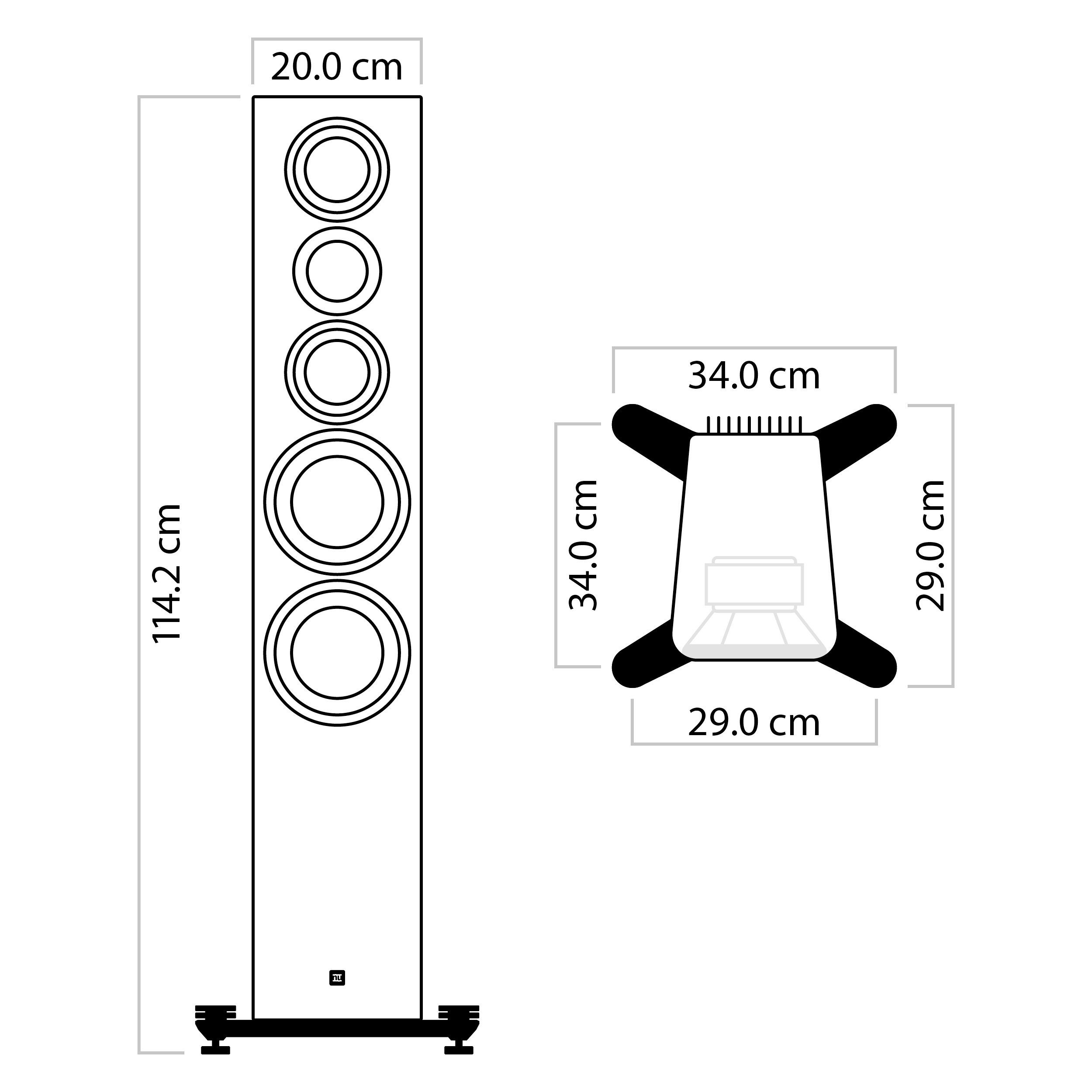 Calibration) Nubert X-Room Nubert W, (800 Pianolack Stand-Lautsprecher X-Remote, nuZeo 11 Schwarz