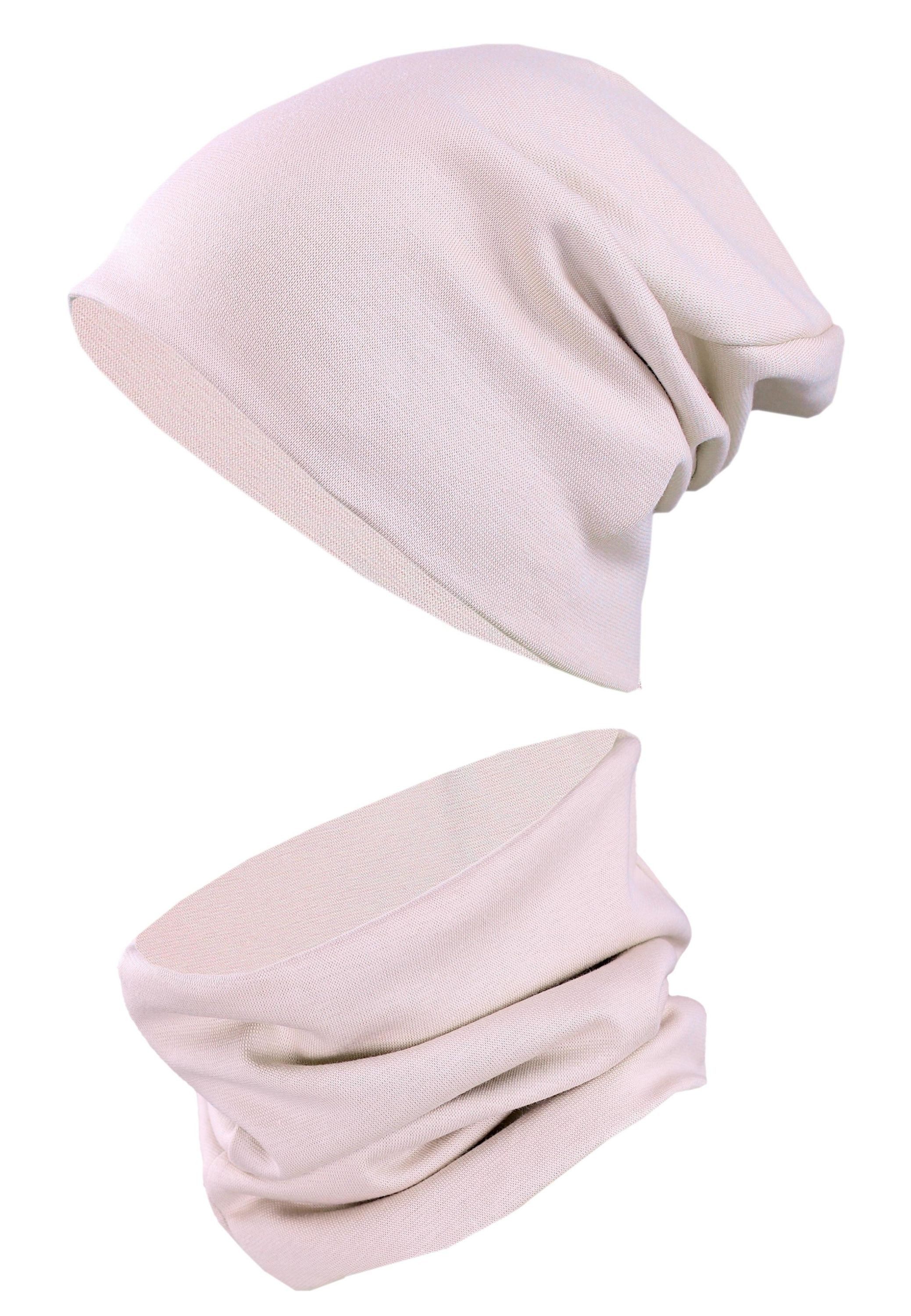 TupTam Beanie Kinder Beanie Mütze Schlauchschal Set aus Jersey und Rippstoff