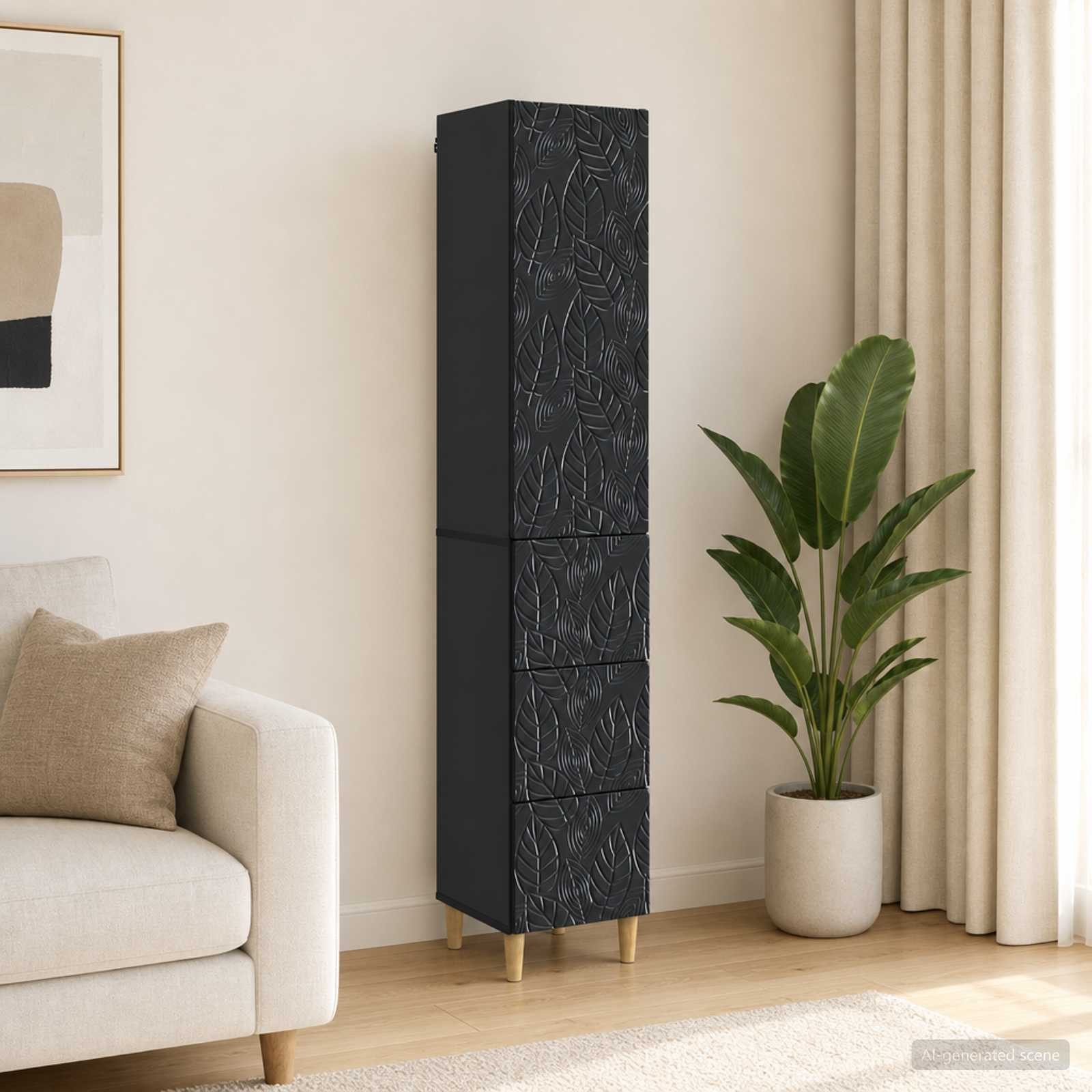 furnicato Container Schubladenschrank 33 x 34,5 x 90 cm Schwarz (1-St) Stauraumkommode mit 3 Schubladen und Regalböden für das Büro