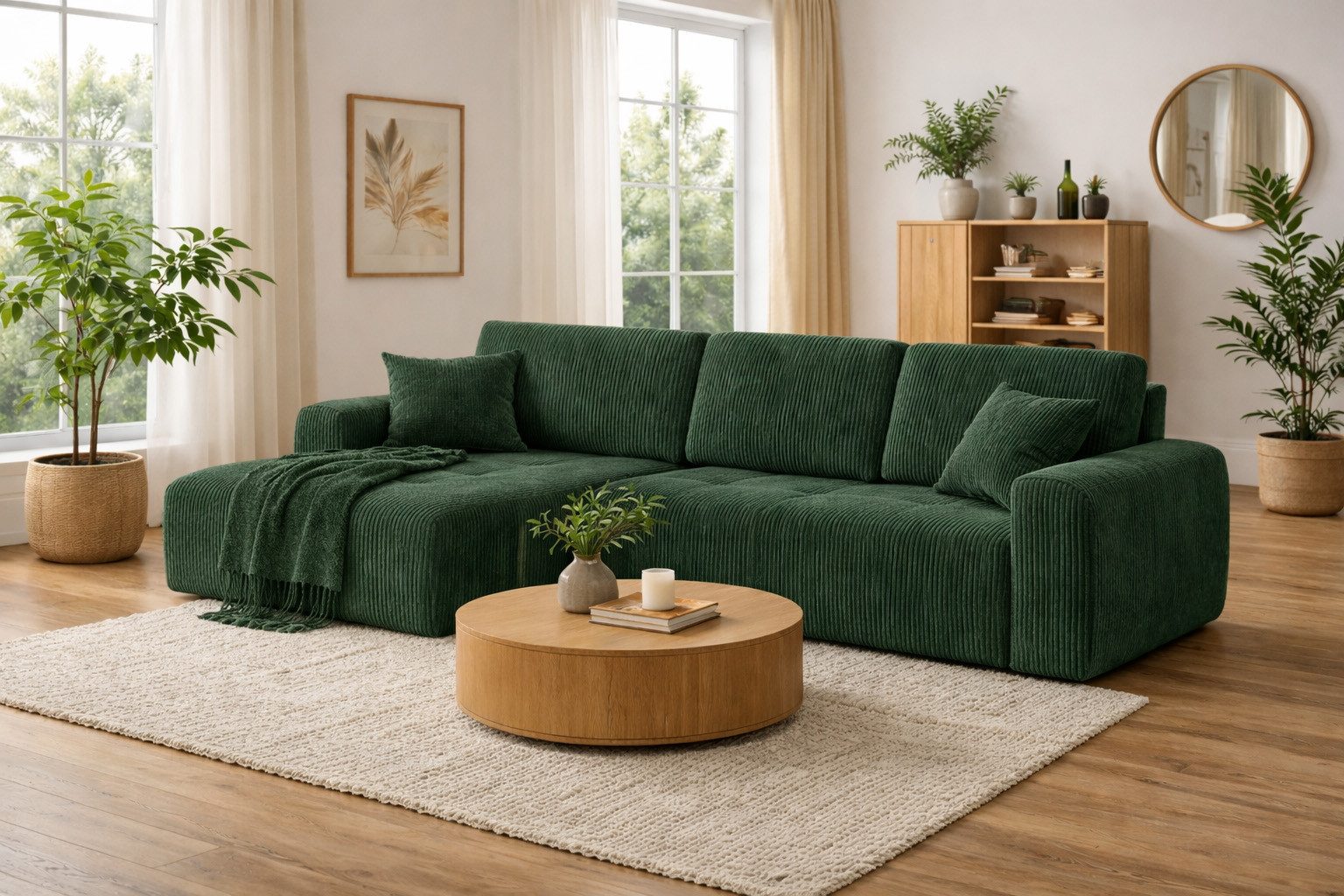 Kaiser Möbel Ecksofa mit Schlaffunktion und Bettkasten Ivo XL aus Cordstoff Poso, XL-Format,große Liegefläche,hoher Sitz- und Schlafkomfort