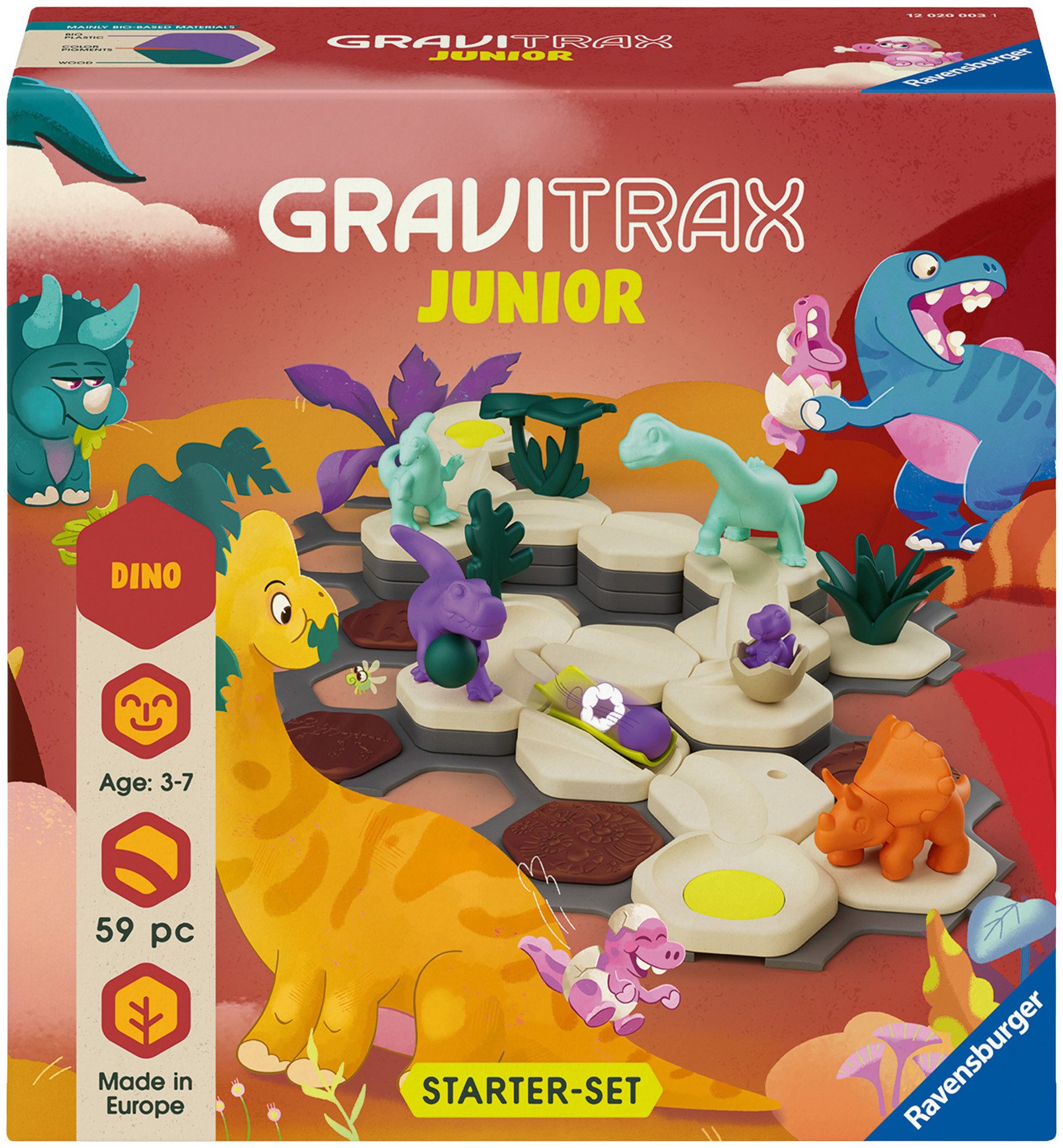 Ravensburger Kugelbahn-Bausatz GraviTrax Junior, Starter-Set S Dino, Made in Europe