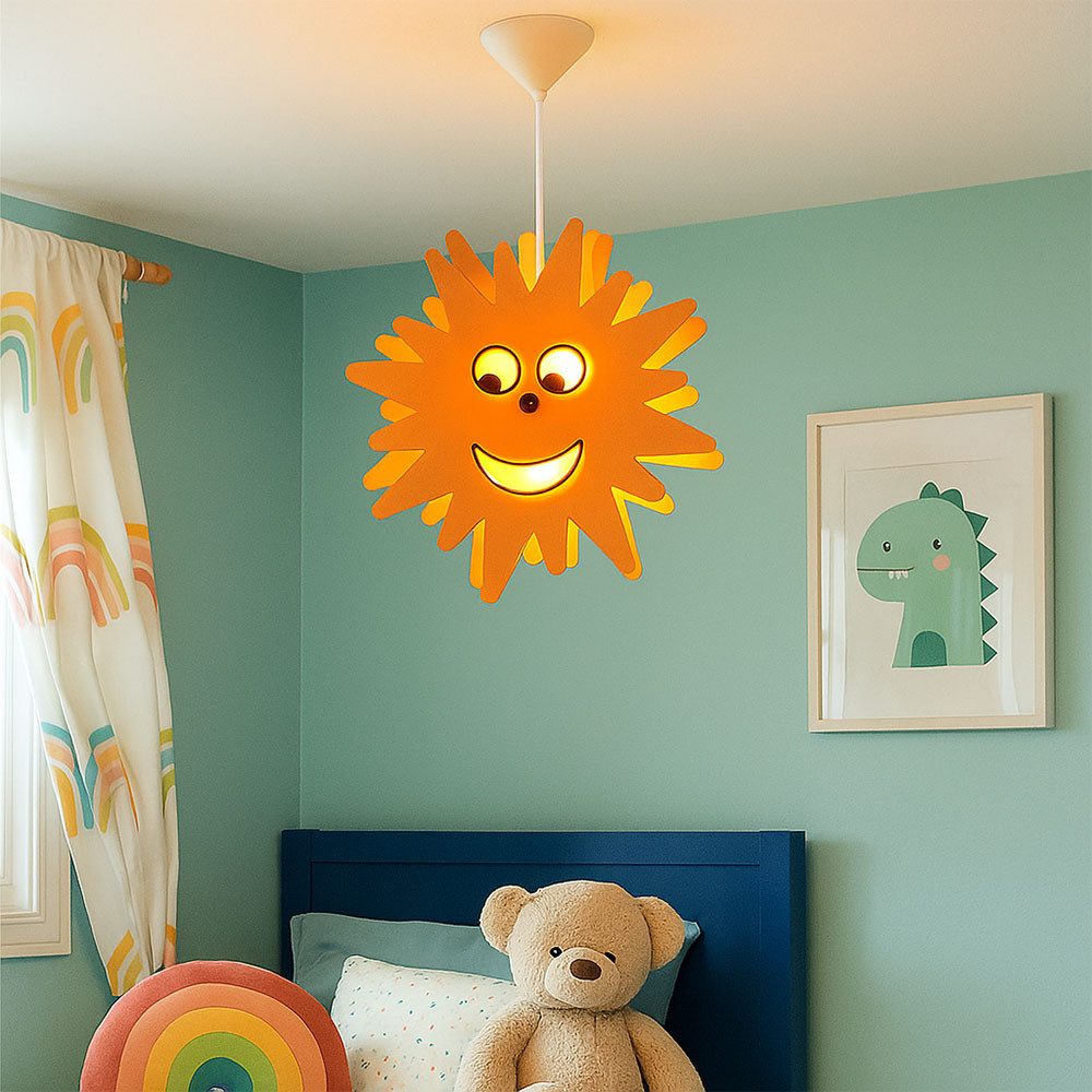 EGLO Hängeleuchte, Leuchtmittel nicht inklusive, Pendelleuchte Kinderzimmer Sonne Hängeleuchte Sonne Kinderleuchte