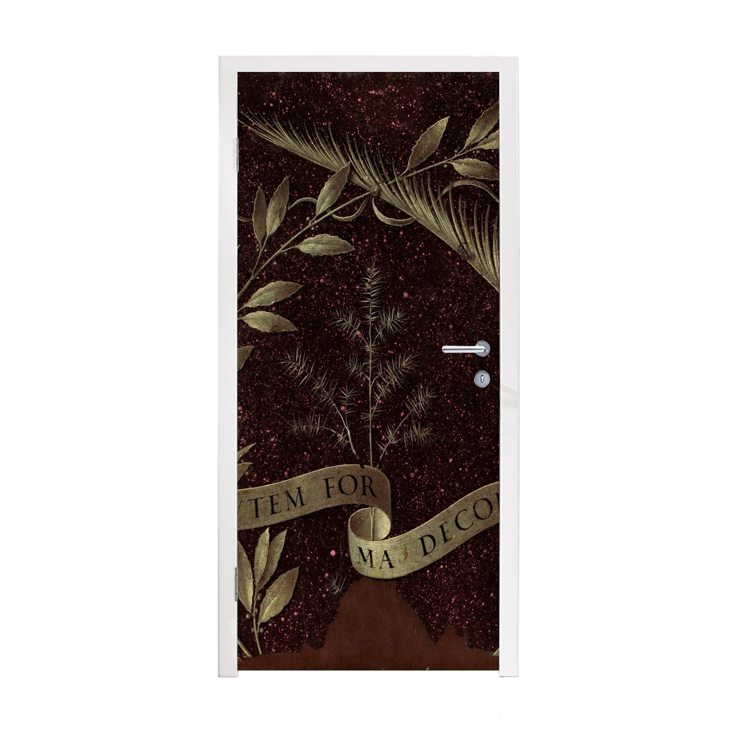 MuchoWow Türtapete Ginevra de' Benci Rückseite - Leonardo da Vinci, Matt, bedruckt, (1 St), Fototapete für Tür, Türaufkleber, 75x205 cm