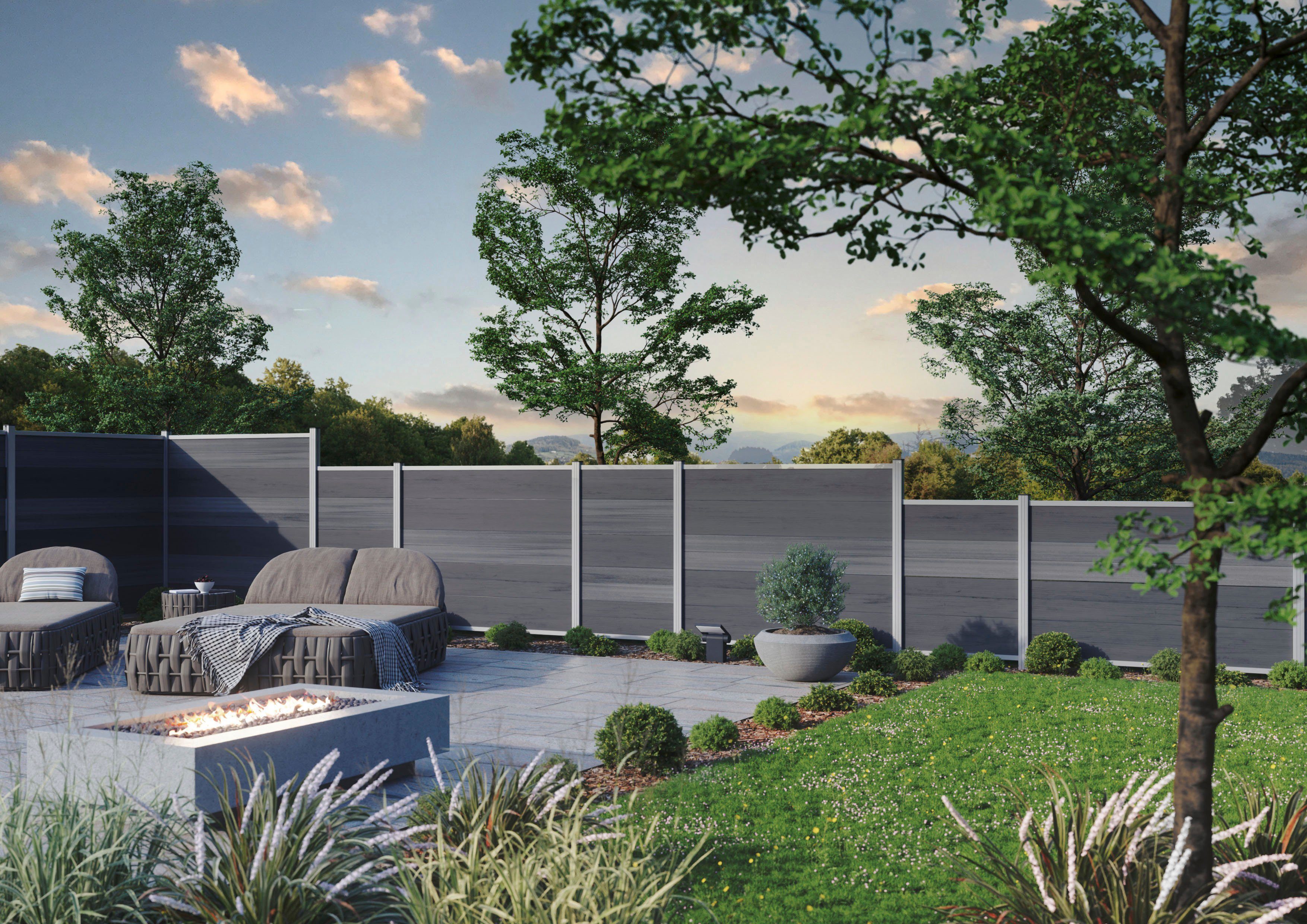 Tetzner & Jentzsch Sichtschutzelement Evansville, (Set, 19-St), langlebig, witterungsbeständig