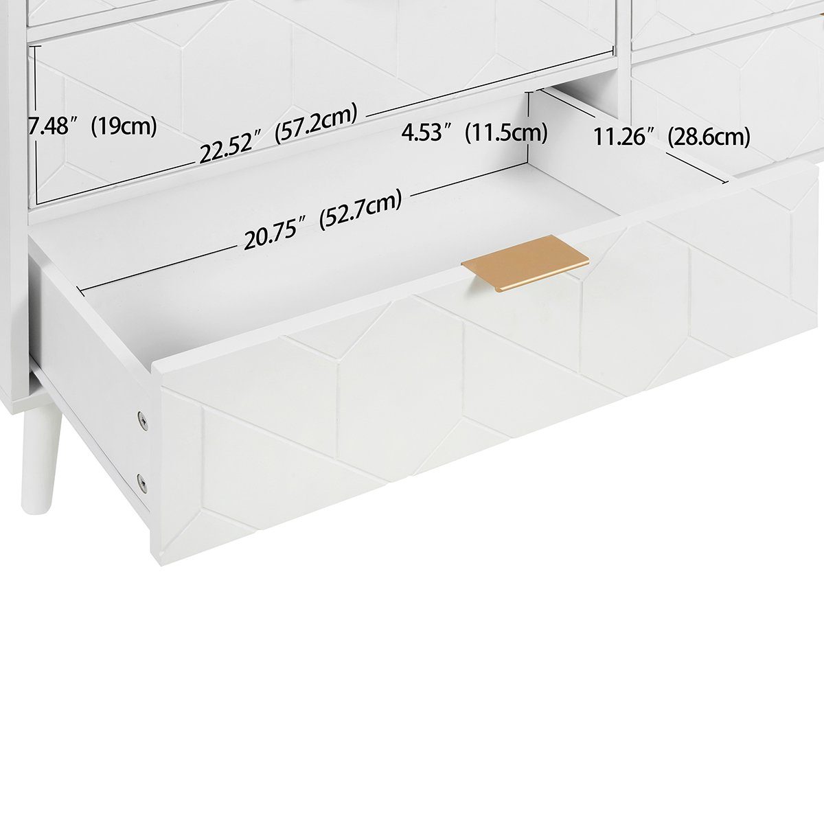 Sideboard (Kommode mit 6 Schubladen), Highboard für Schlafzimmer & alle Wohnräume, 120x39.5x80.5cm