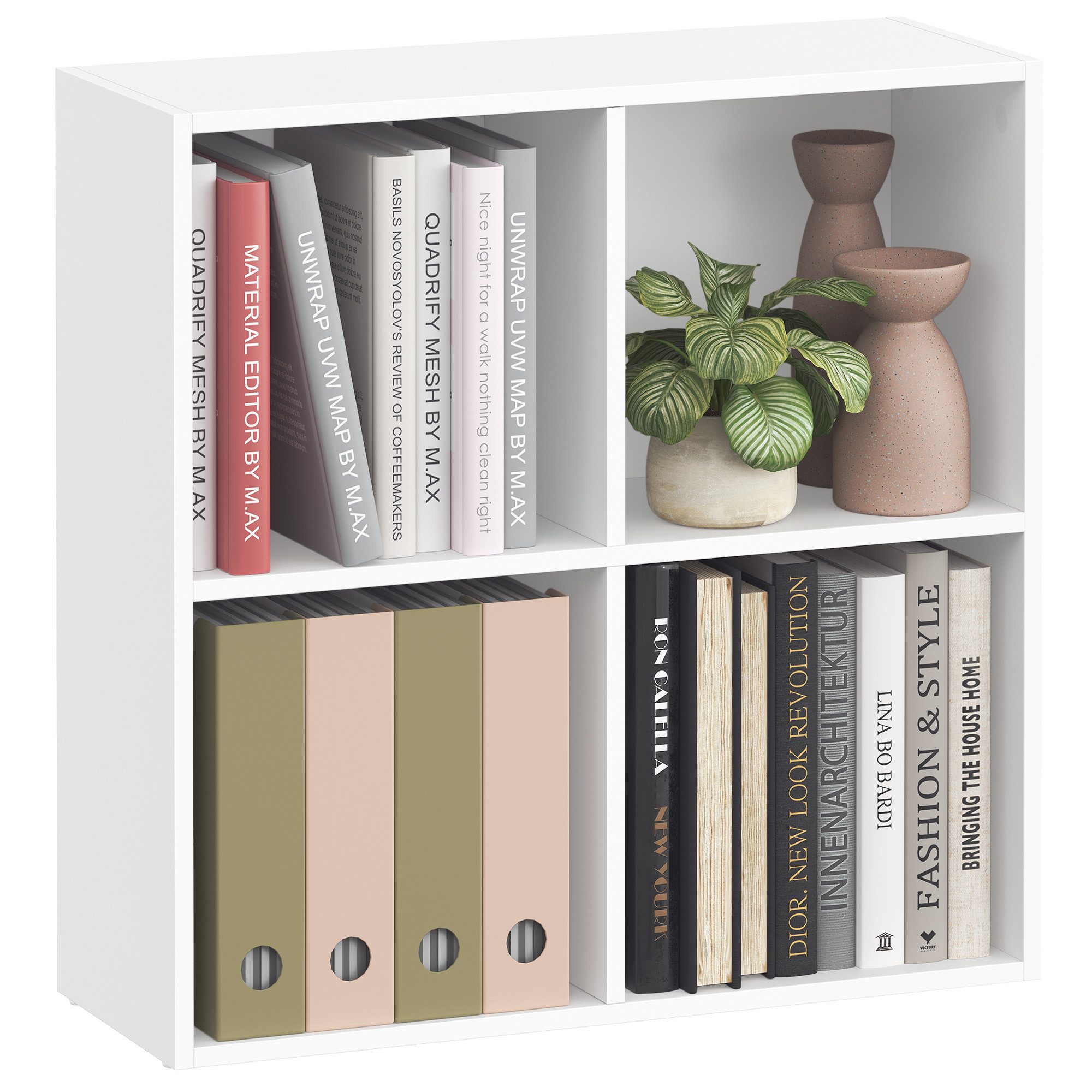 VASAGLE Bücherregal Bücherschrank, Würfelregal, freistehendes Aufbewahrungsregal, mit 4 Fächern, Würfelregal, 66x24x66 cm