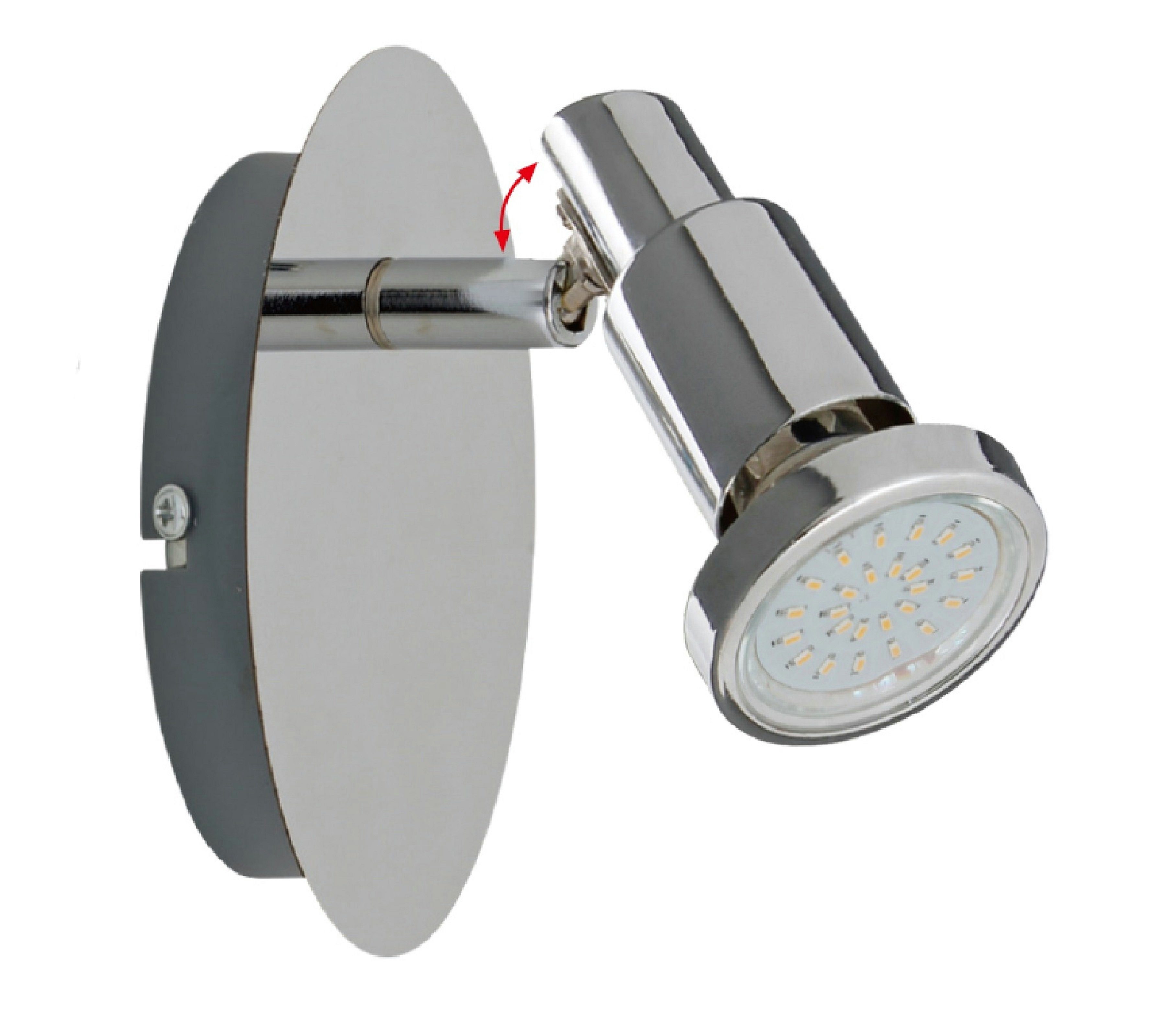TRANGO LED Deckenspots, 1-flammig 2890-018-5W LED Wandleuchte OSCAR in Chrom-Optik inkl. 1x 5 Watt GU10 LED Leuchtmittel Deckenlampe, Deckenstrahler, Lampe schwenkbar und drehbar