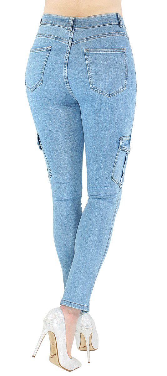 Skinny 5-Pocket-Style, Damen Stretchjeans Jeanshose Skinny-Fit Jeans Skinny-fit-Jeans dy_mode Röhrenjeans Slim Cargo Jeans