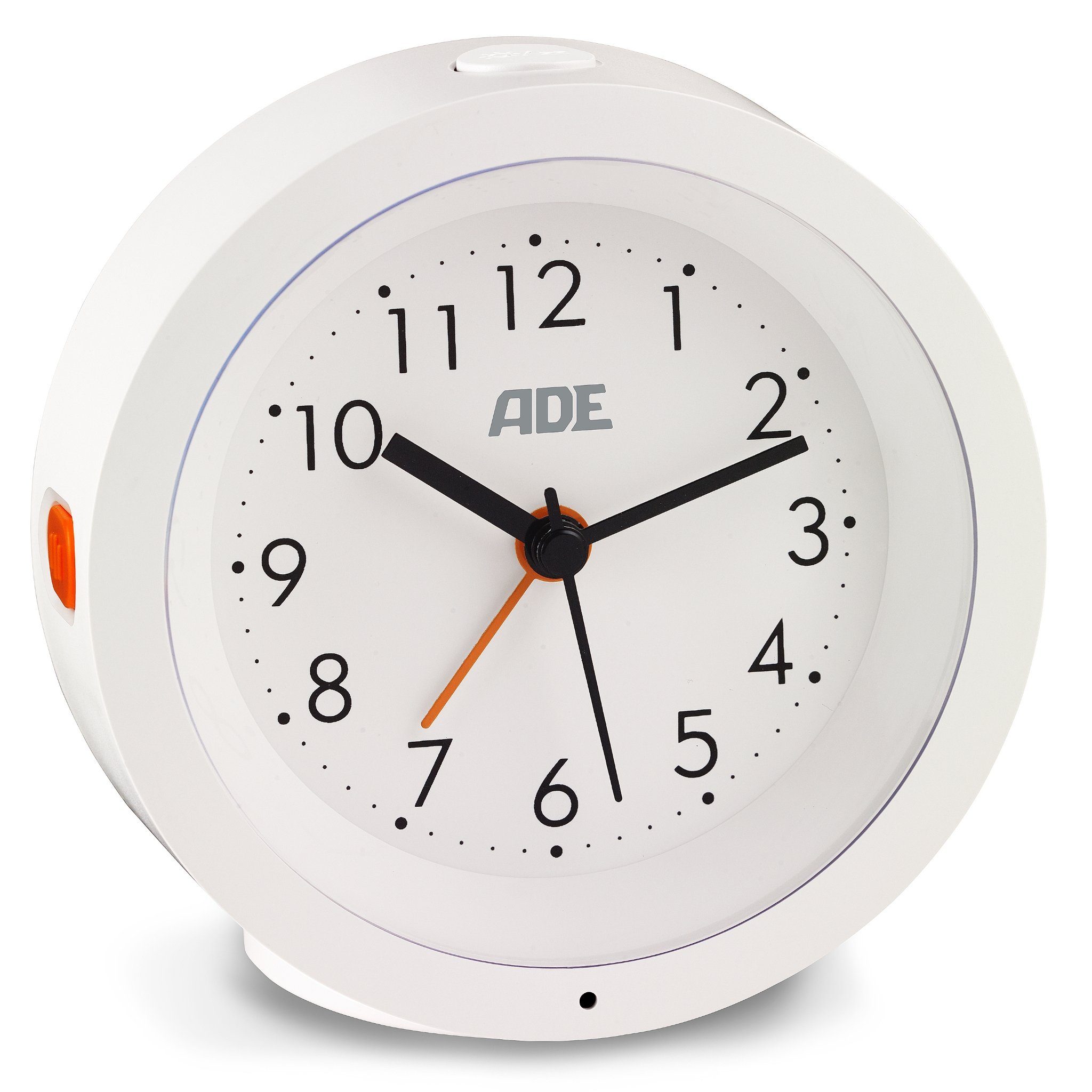 ADE Wecker Analoger Wecker ohne Ticken, geräuschlos mit automatischem Nachtlichtsensor, perfekt als Reisewecker