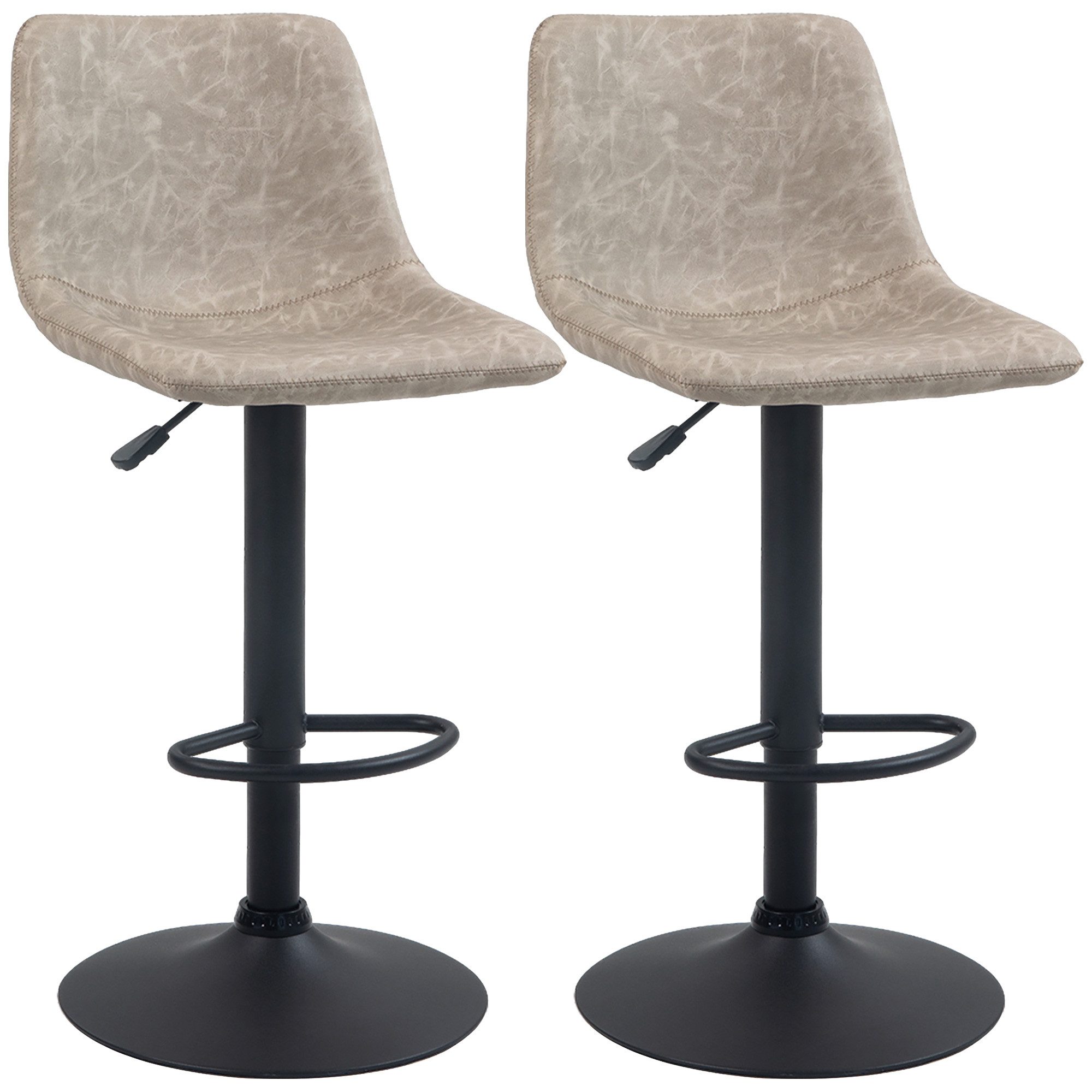 Barhocker 2er-Set, mit Fußstütze, Kunstlederbezug, drehbar, höhenverstellbar