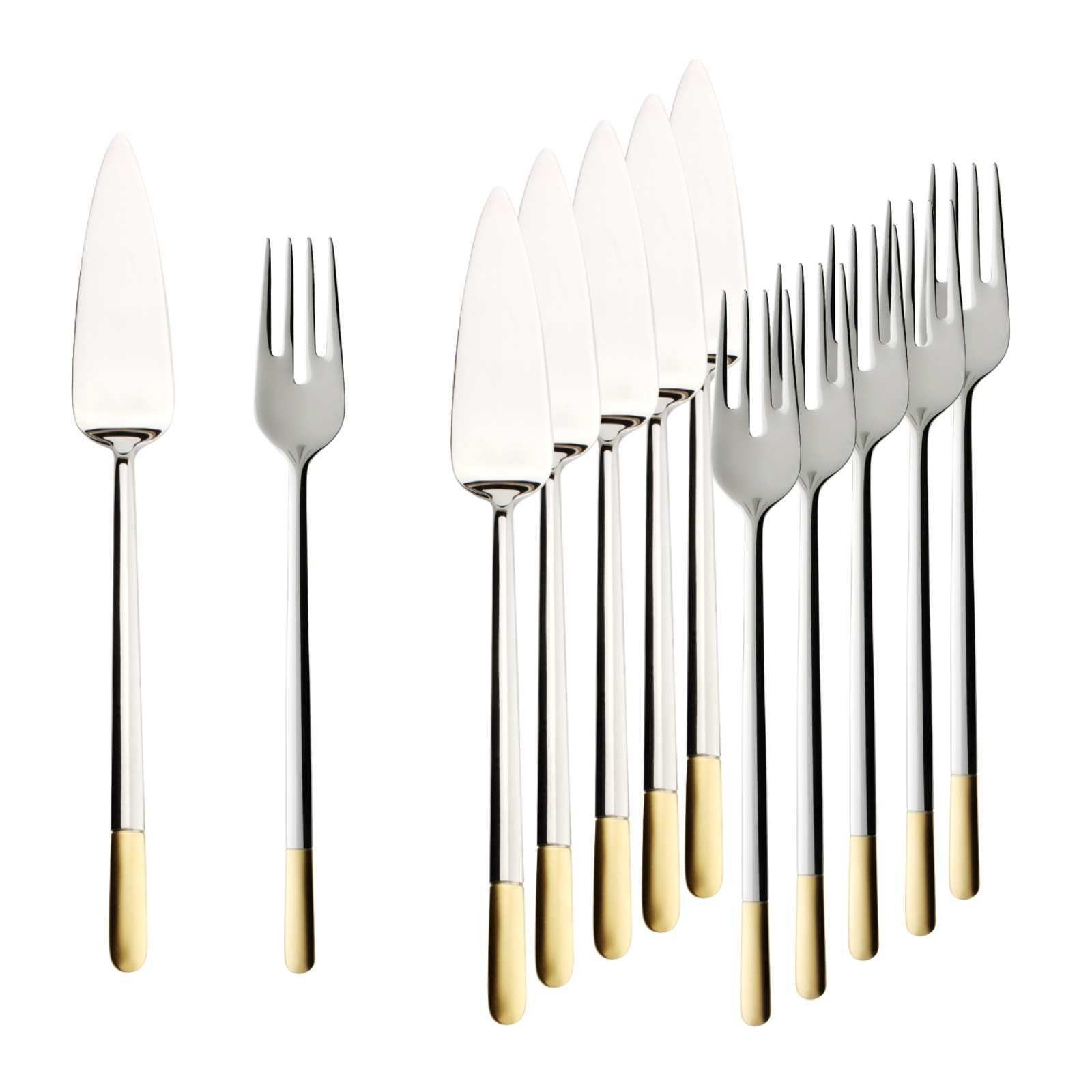 Villeroy & Boch Ella teilvergoldet Fischbesteck 6er Set (12-tlg), 6 Personen