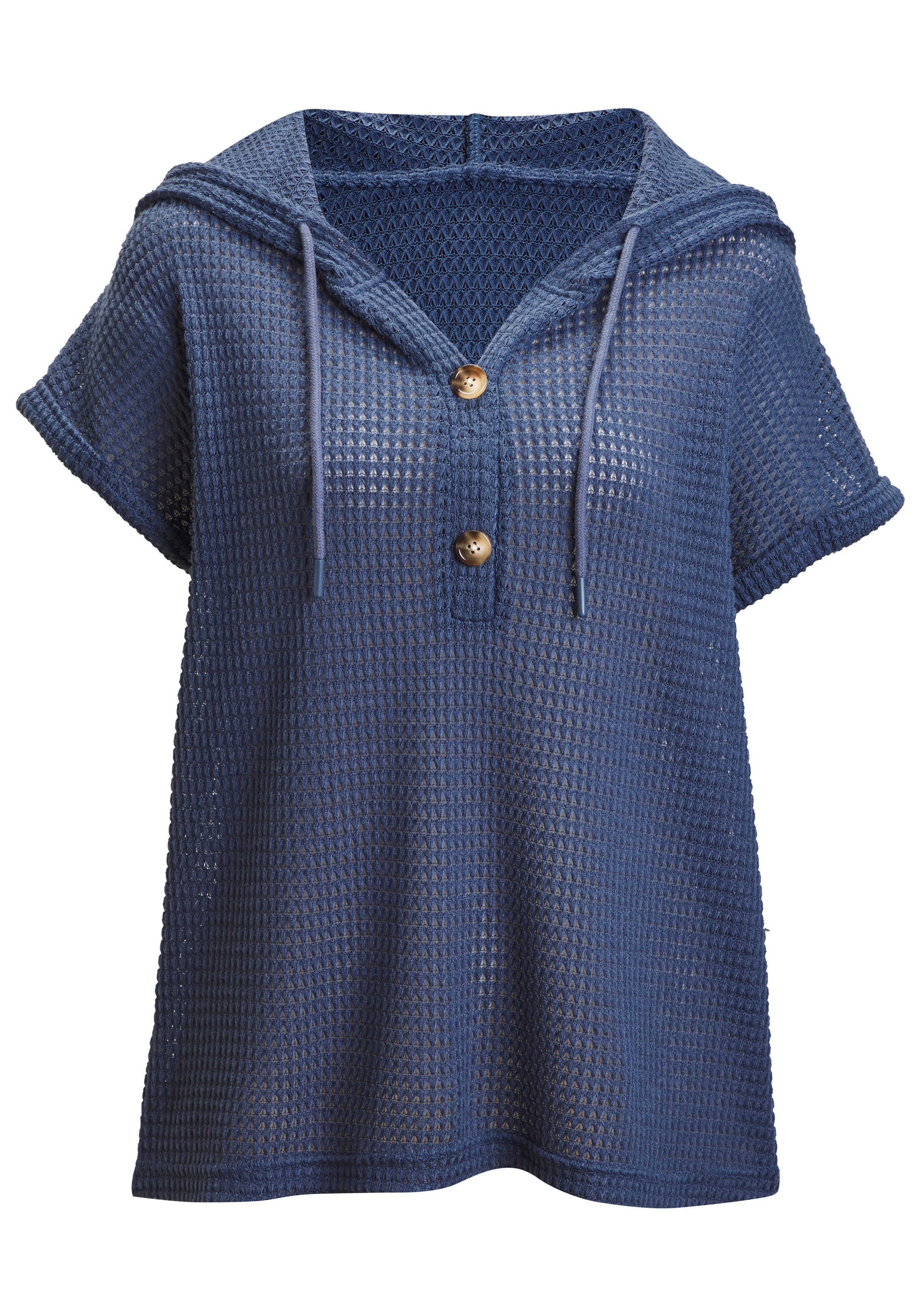 LASCANA Kapuzenshirt aus sommerlichem Waffelstrick Sommerhoody mit Knopfleiste. € 29,99, (€ 29,99 pro 1 Stk).