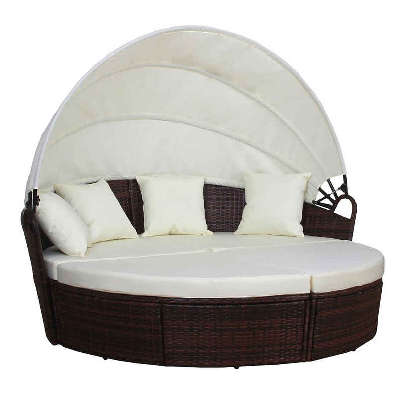 SVITA Loungebett »SAVANNAH«, Set 4 Teile, inkl. ausziehbarem Dach, beliebig umstellbar, Polyrattan, gemütliche Sitzpolster, wetterfest