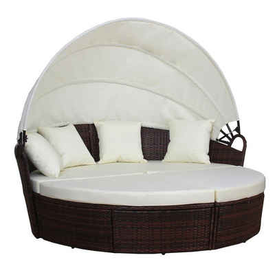 SVITA Loungebett SAVANNAH, Set 4 Teile, inkl. ausziehbarem Dach, beliebig umstellbar, Polyrattan, wetterfest