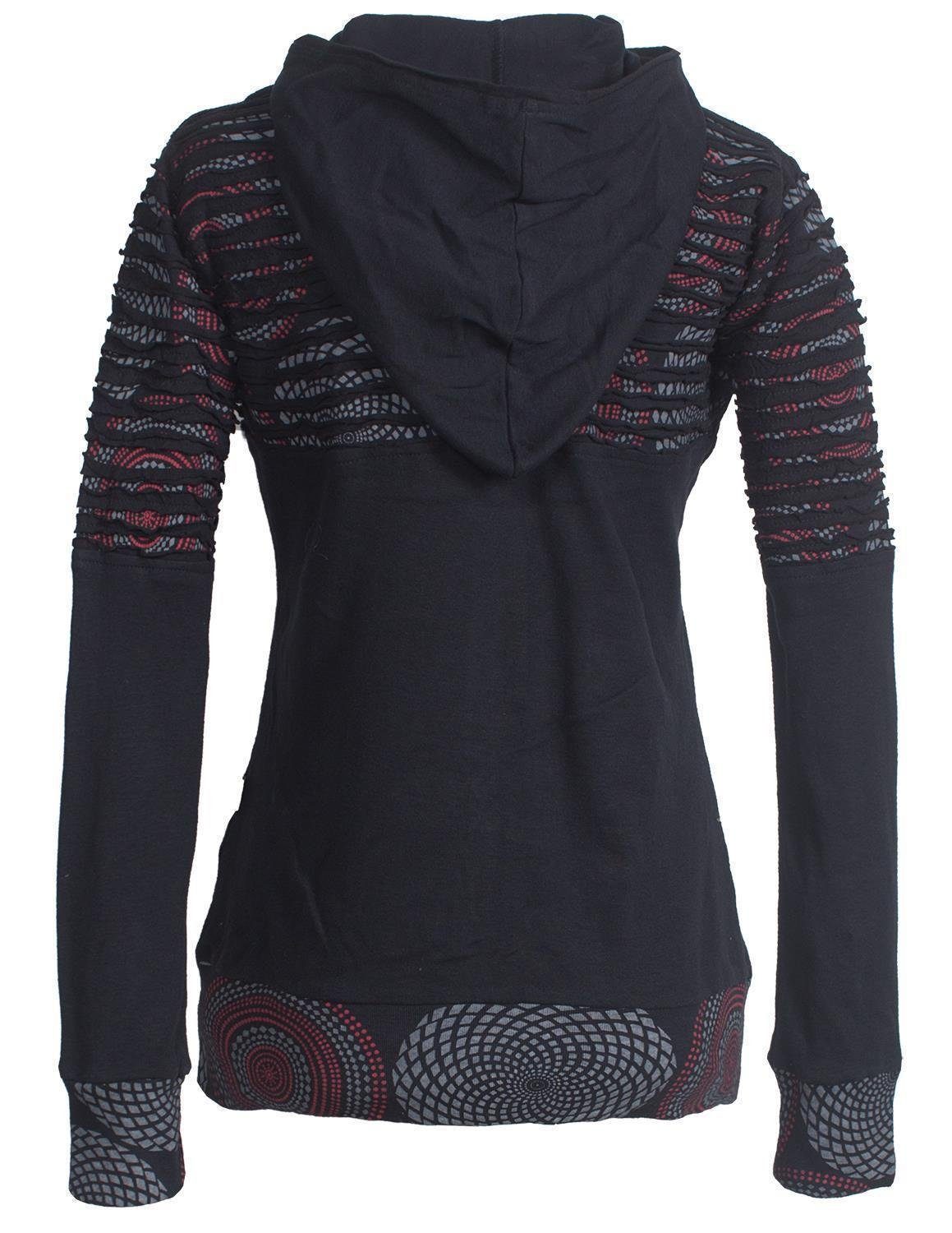 Vishes Kapuzensweatjacke Hoodie Kapuzenjacke mit Cutwork Patchwork (1-tlg) günstig online kaufen