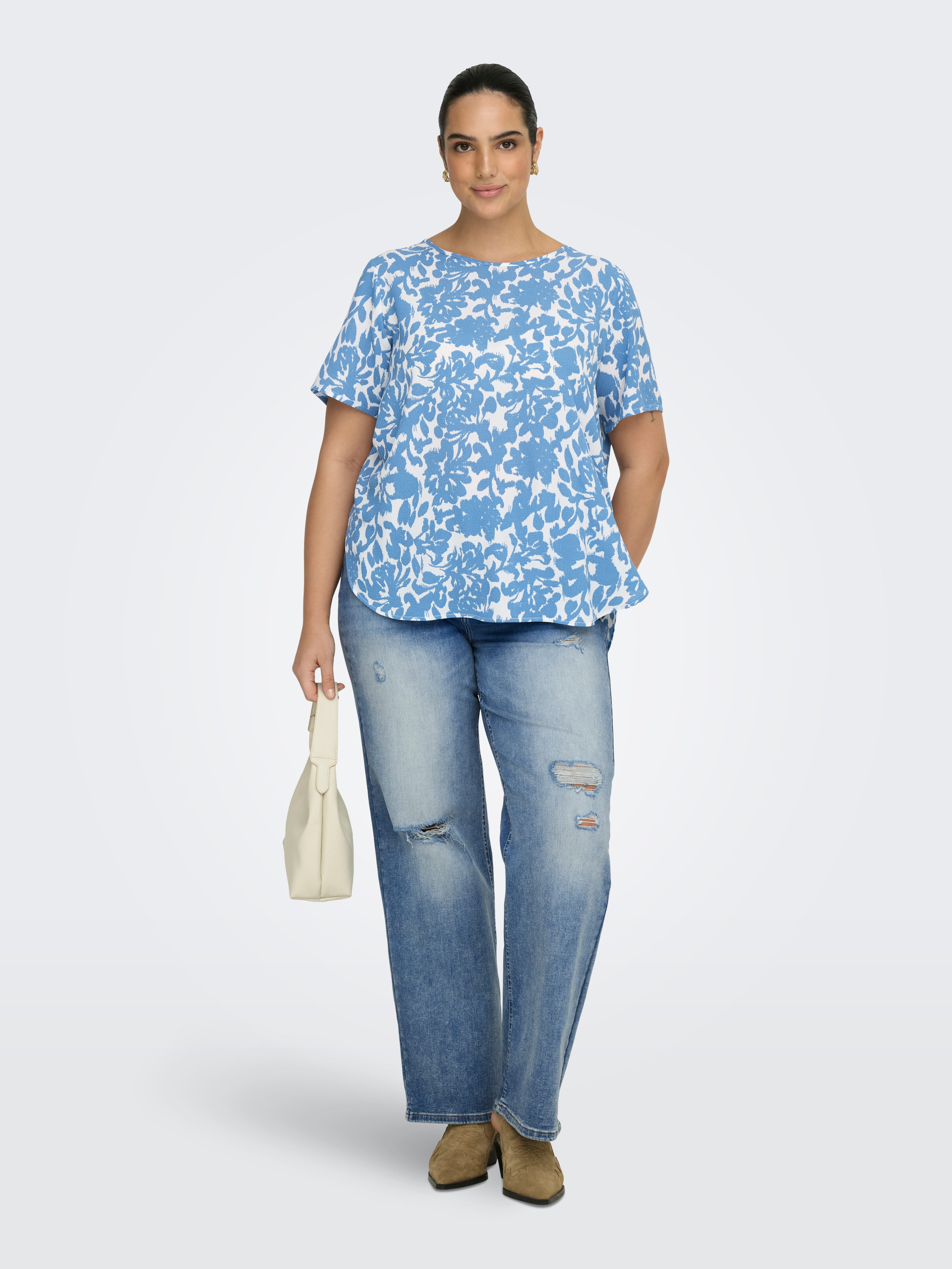 ONLY CARMAKOMA Shirtbluse CARVICA SS TOP WVN NOOS Materialmix, regular fit – Bild 5 von 5