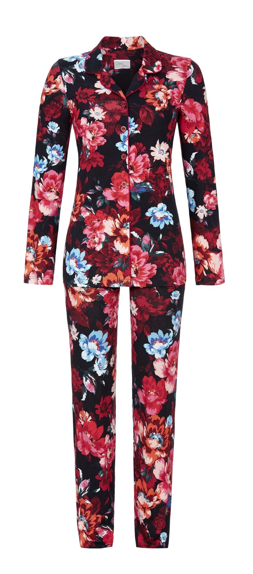 Chérie Line Pyjama mit durchgeknöpftem Oberteil und Reverskragen (2 tlg)