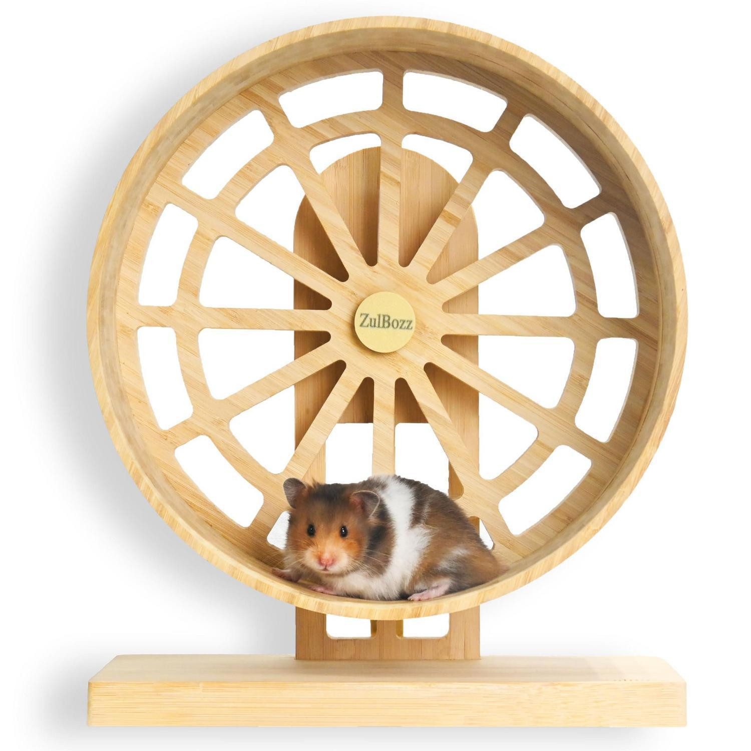 LuxusKollektion Tierlaufrad Hamsterrad Bambus 18cm leise höhenverstellbar